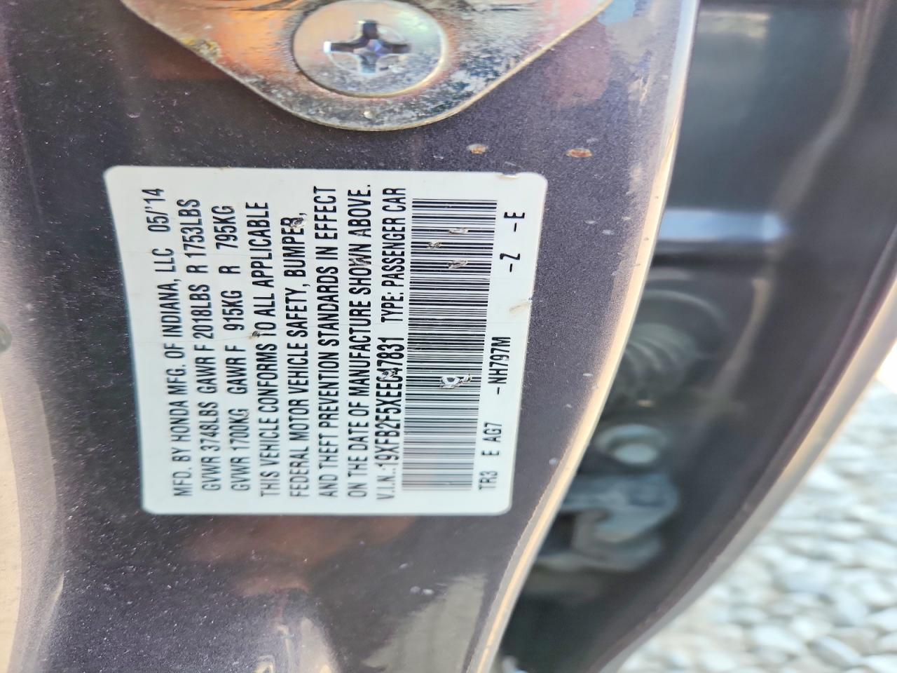 2014 Honda Civic Lx Charcoal vin: 19XFB2F5XEE047831