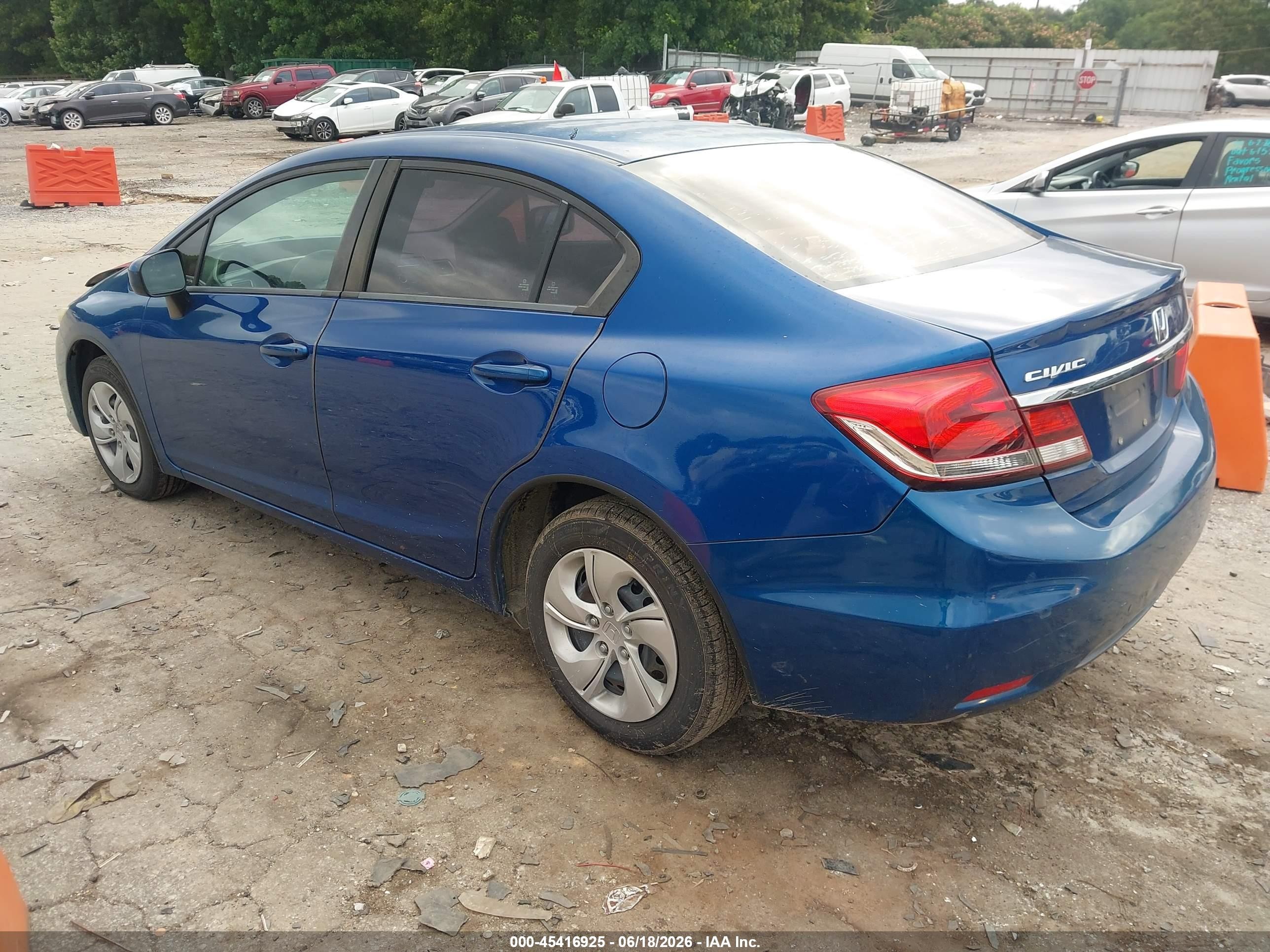 2014 Honda Civic Lx Blue vin: 19XFB2F5XEE066766