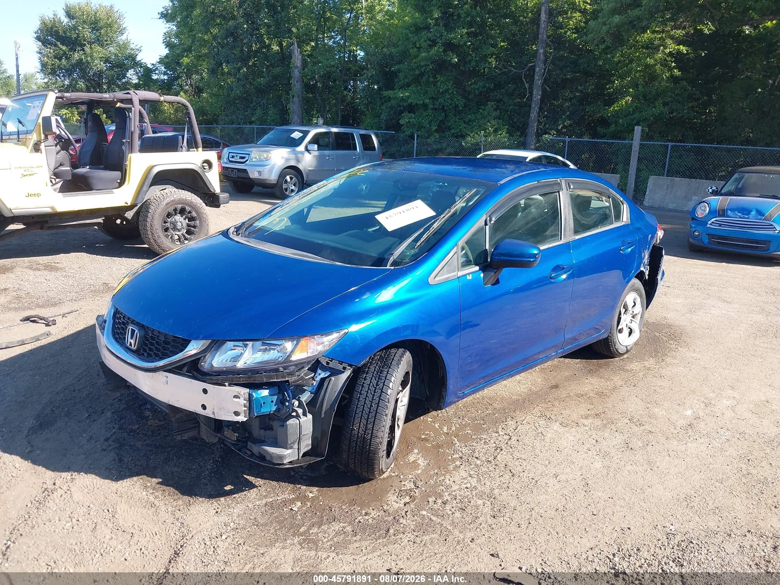 2014 Honda Civic Lx Blue vin: 19XFB2F5XEE212714
