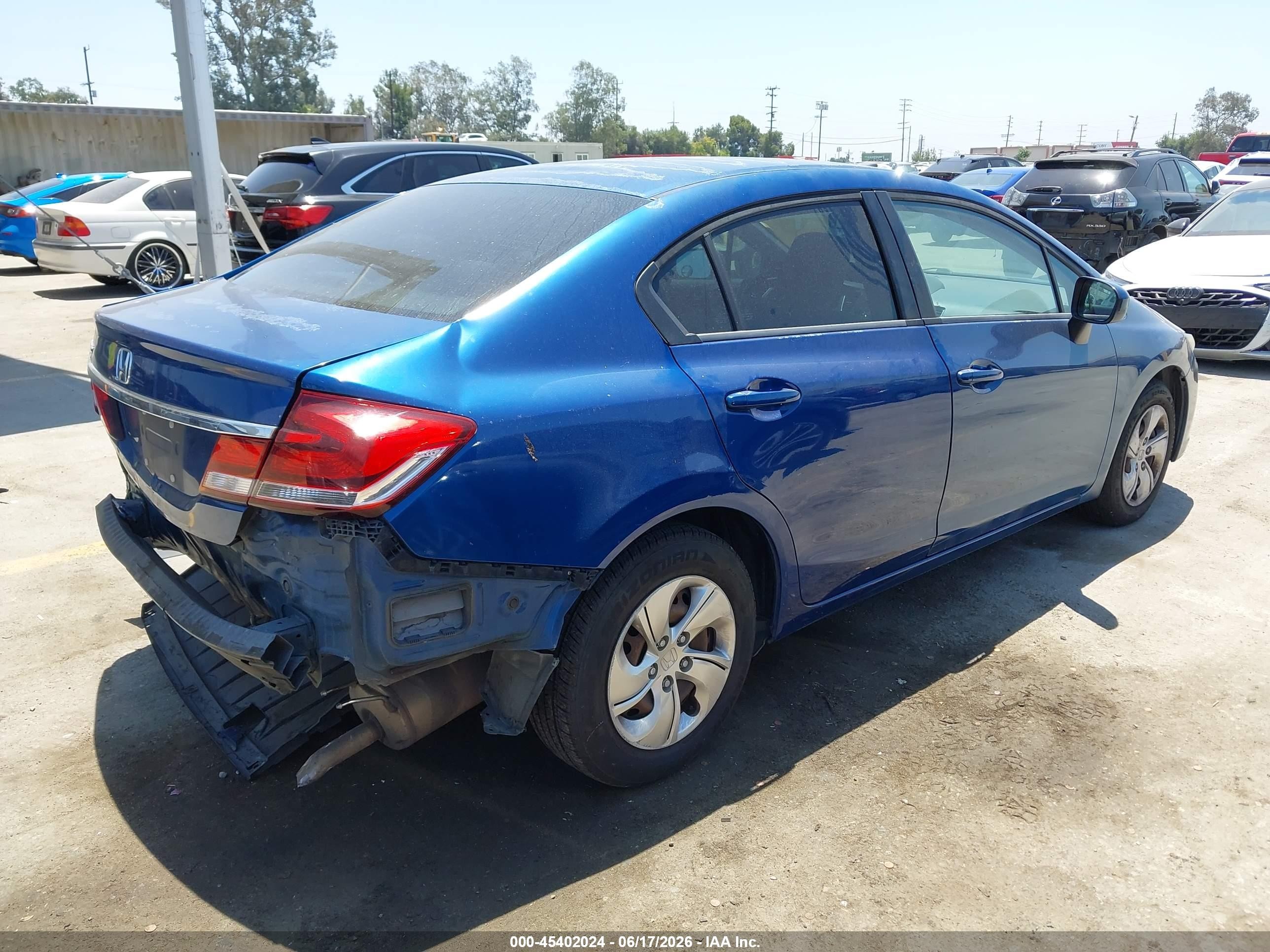 2014 Honda Civic Lx Blue vin: 19XFB2F5XEE222823