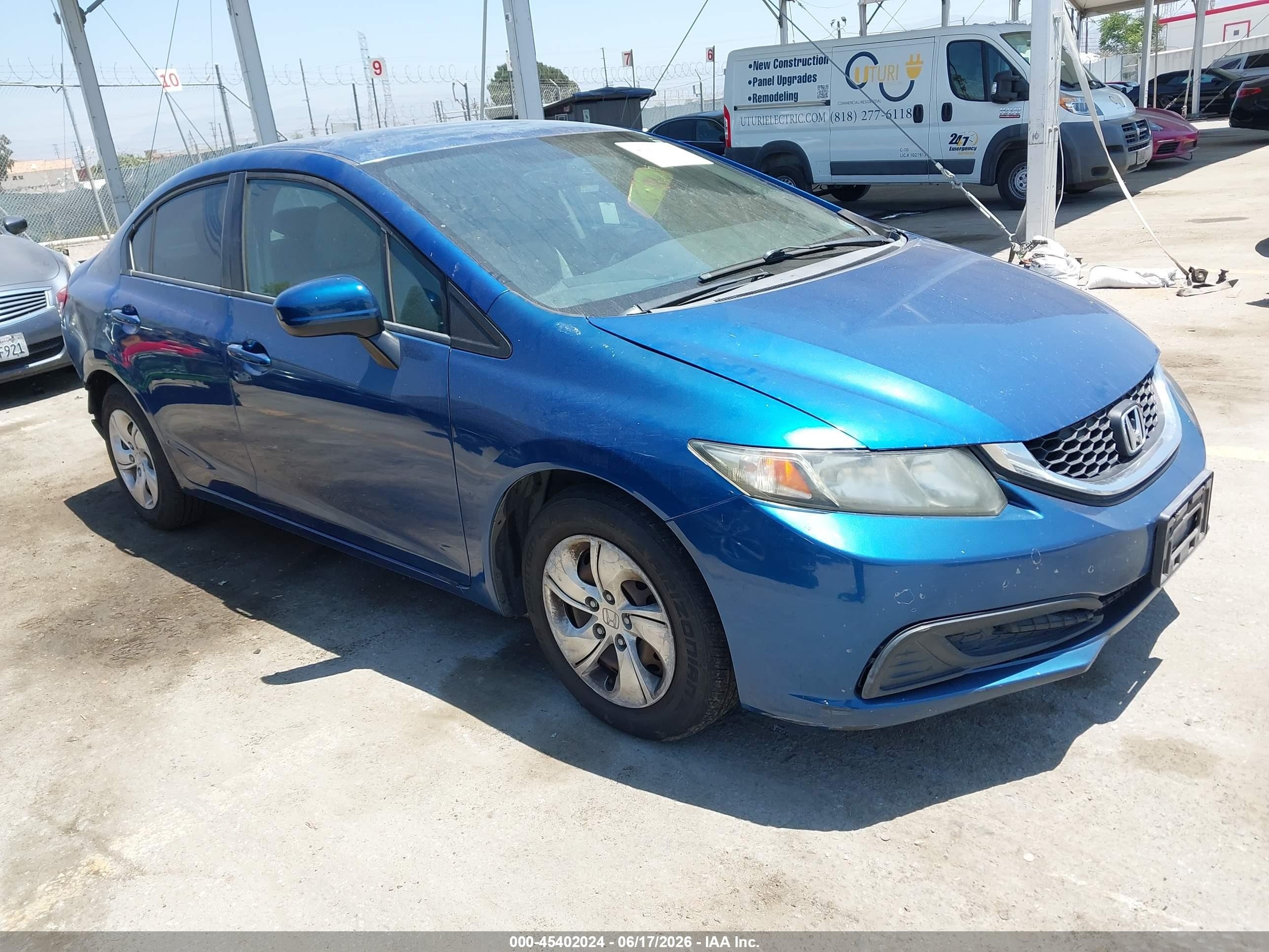 2014 Honda Civic Lx Blue vin: 19XFB2F5XEE222823