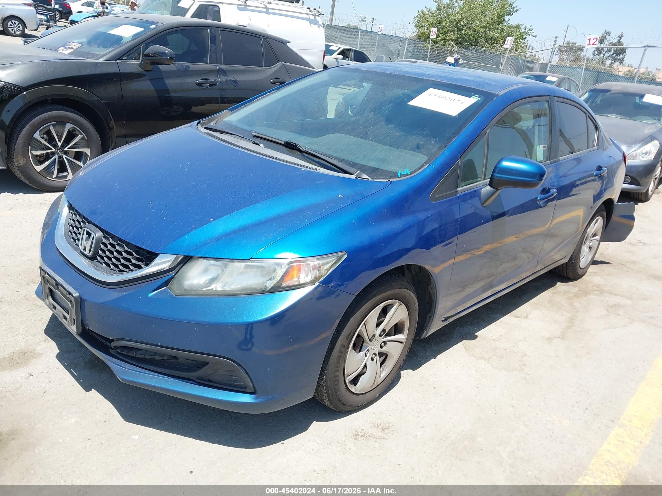 2014 Honda Civic Lx Blue vin: 19XFB2F5XEE222823