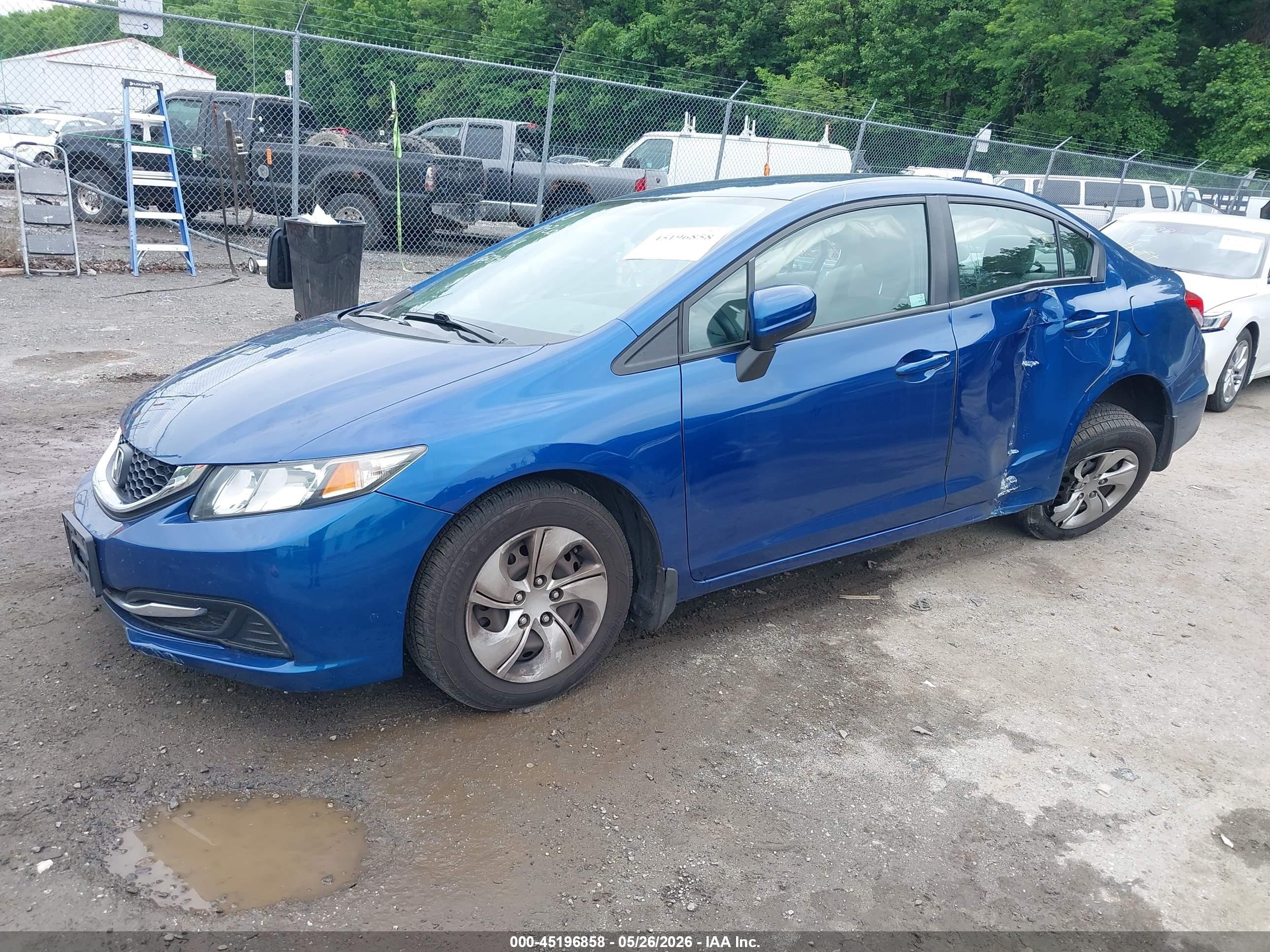 2014 Honda Civic Lx Blue vin: 19XFB2F5XEE270371