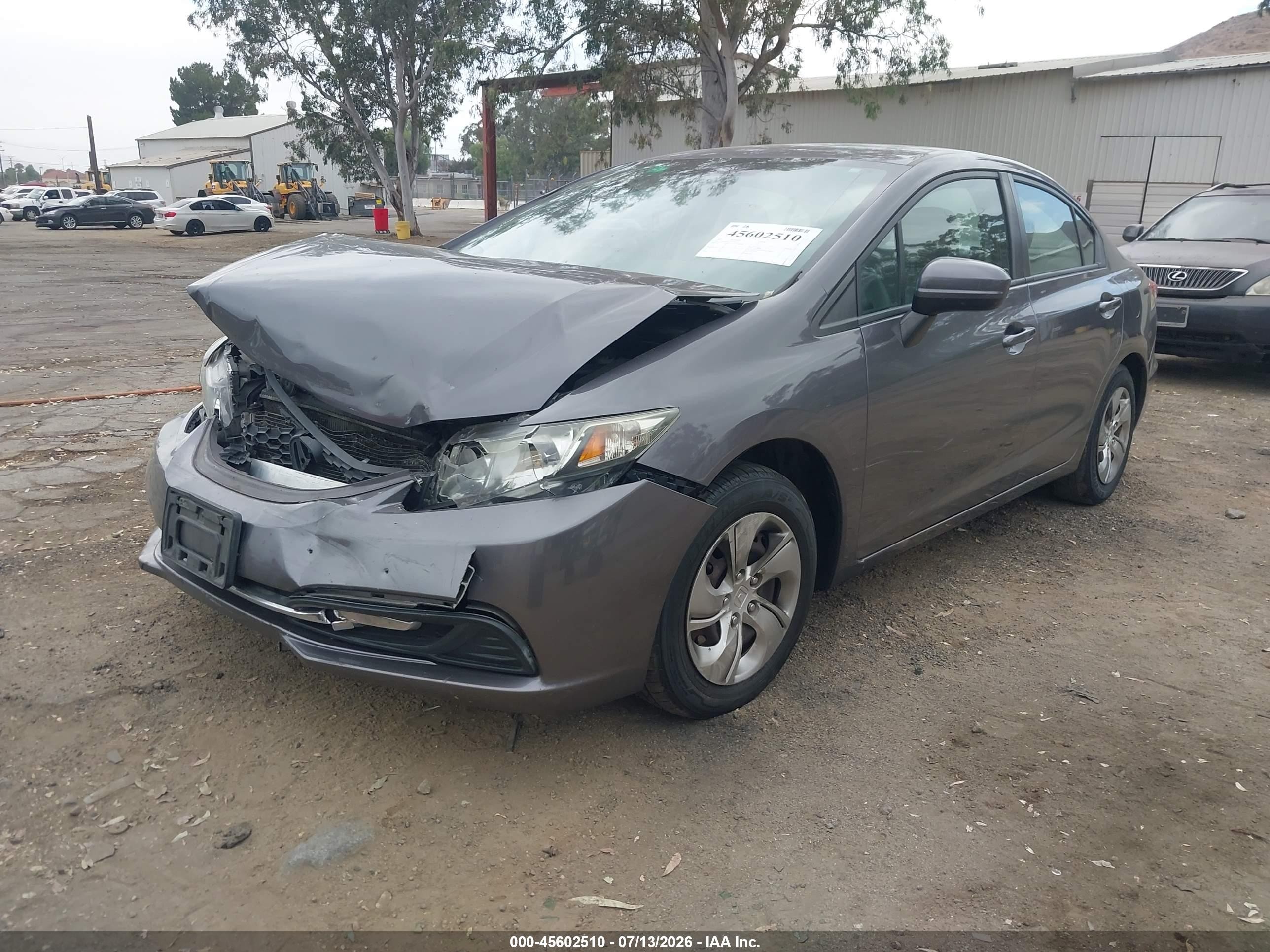 2015 Honda Civic Lx Gray vin: 19XFB2F5XFE266614