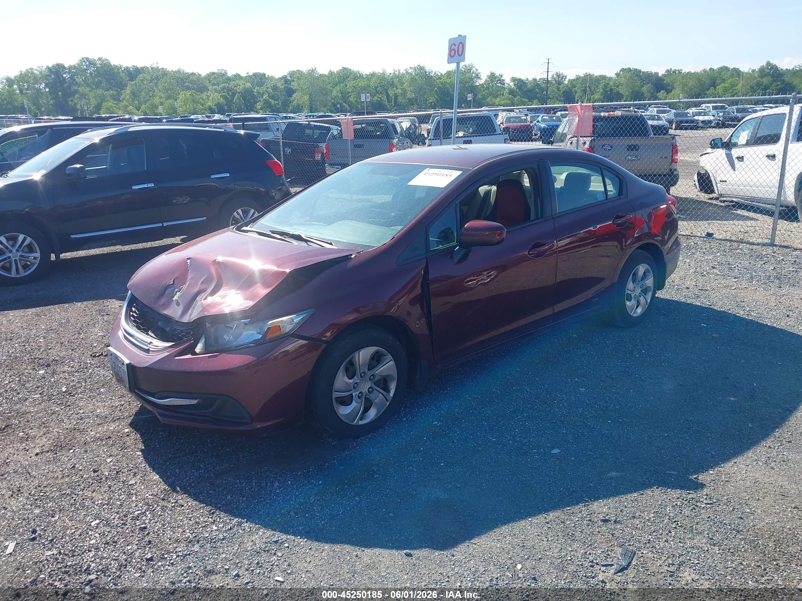 2015 Honda Civic Lx Burgundy vin: 19XFB2F5XFE268010