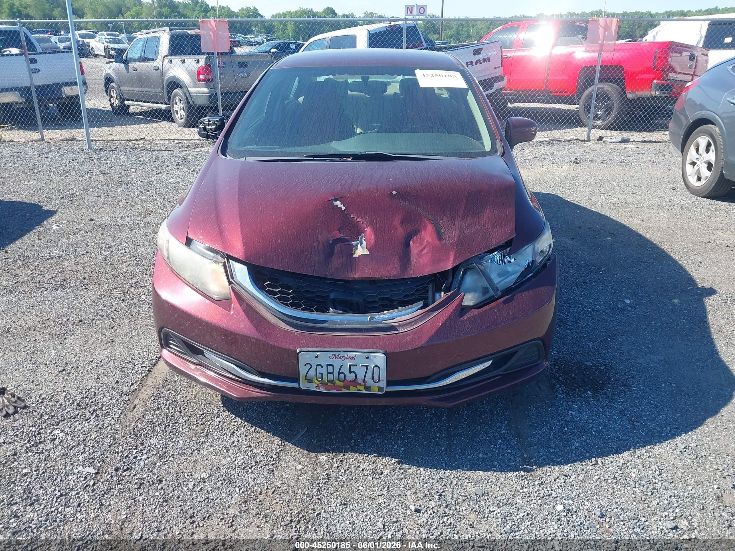 2015 Honda Civic Lx Burgundy vin: 19XFB2F5XFE268010