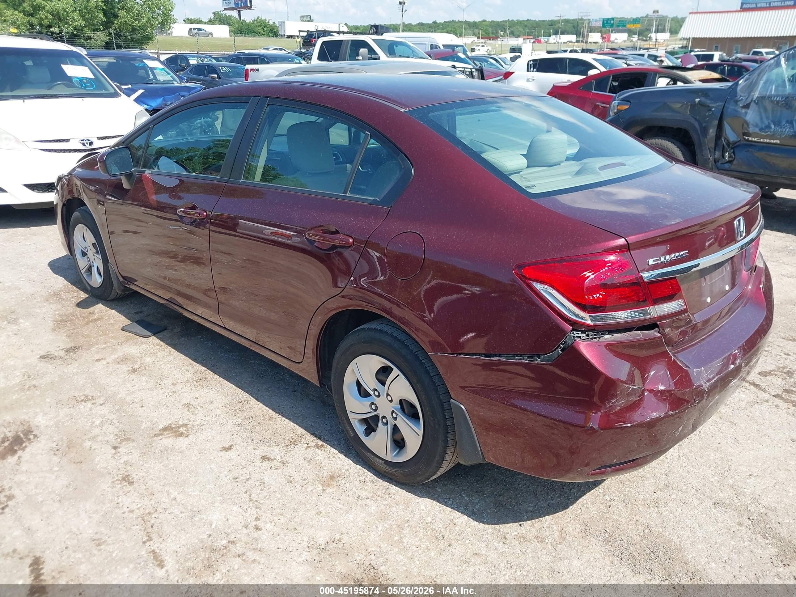 2015 Honda Civic Lx Red vin: 19XFB2F5XFE276477