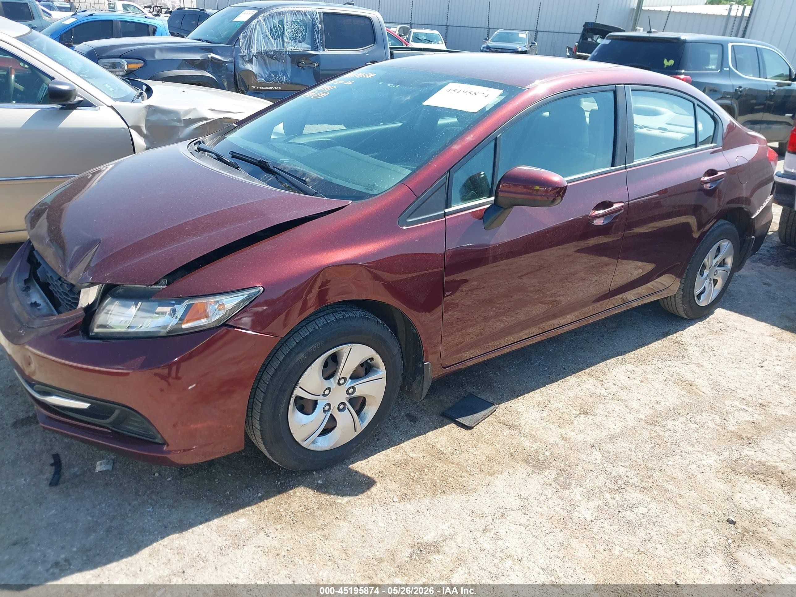 2015 Honda Civic Lx Red vin: 19XFB2F5XFE276477