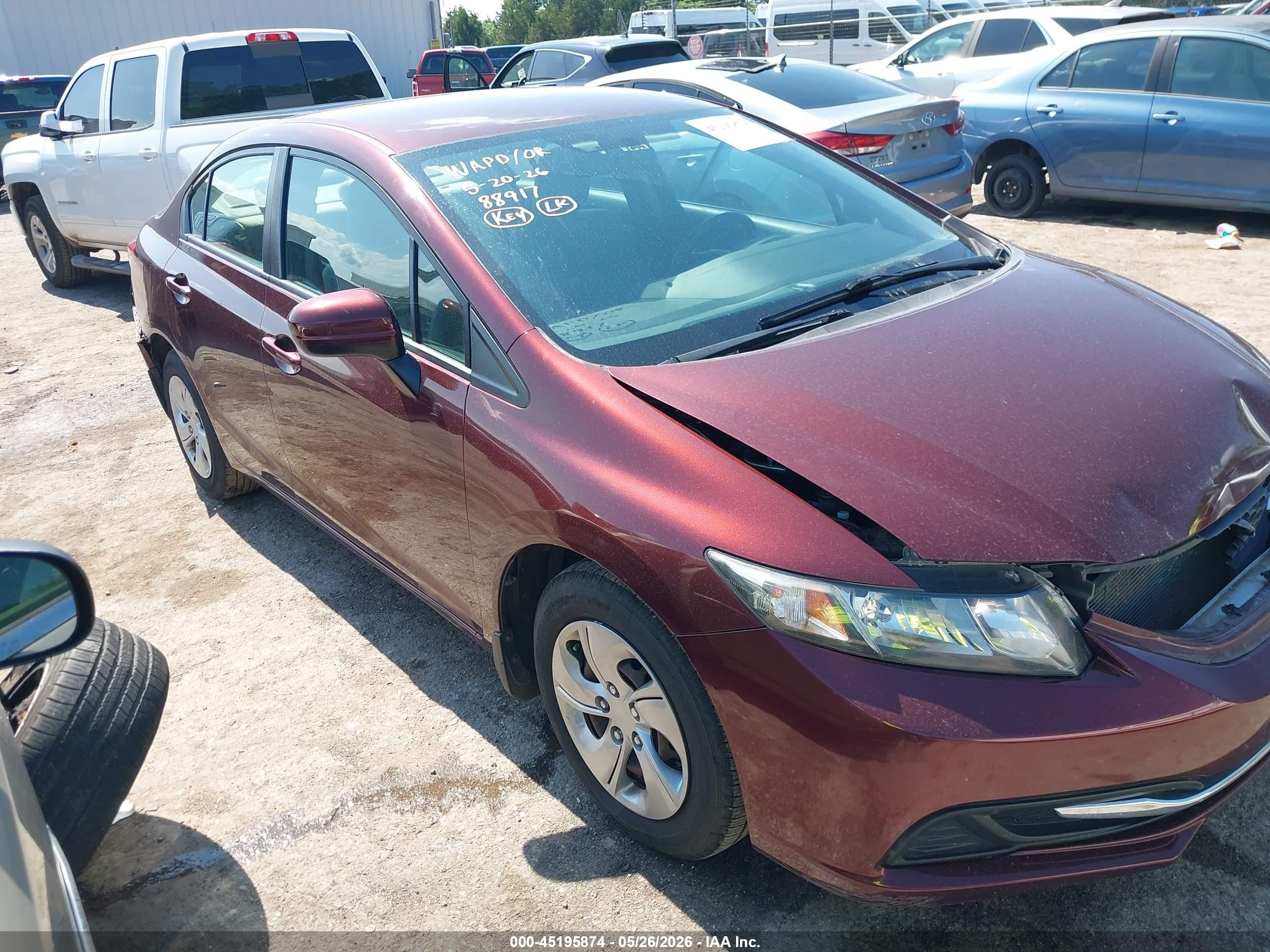 2015 Honda Civic Lx Red vin: 19XFB2F5XFE276477