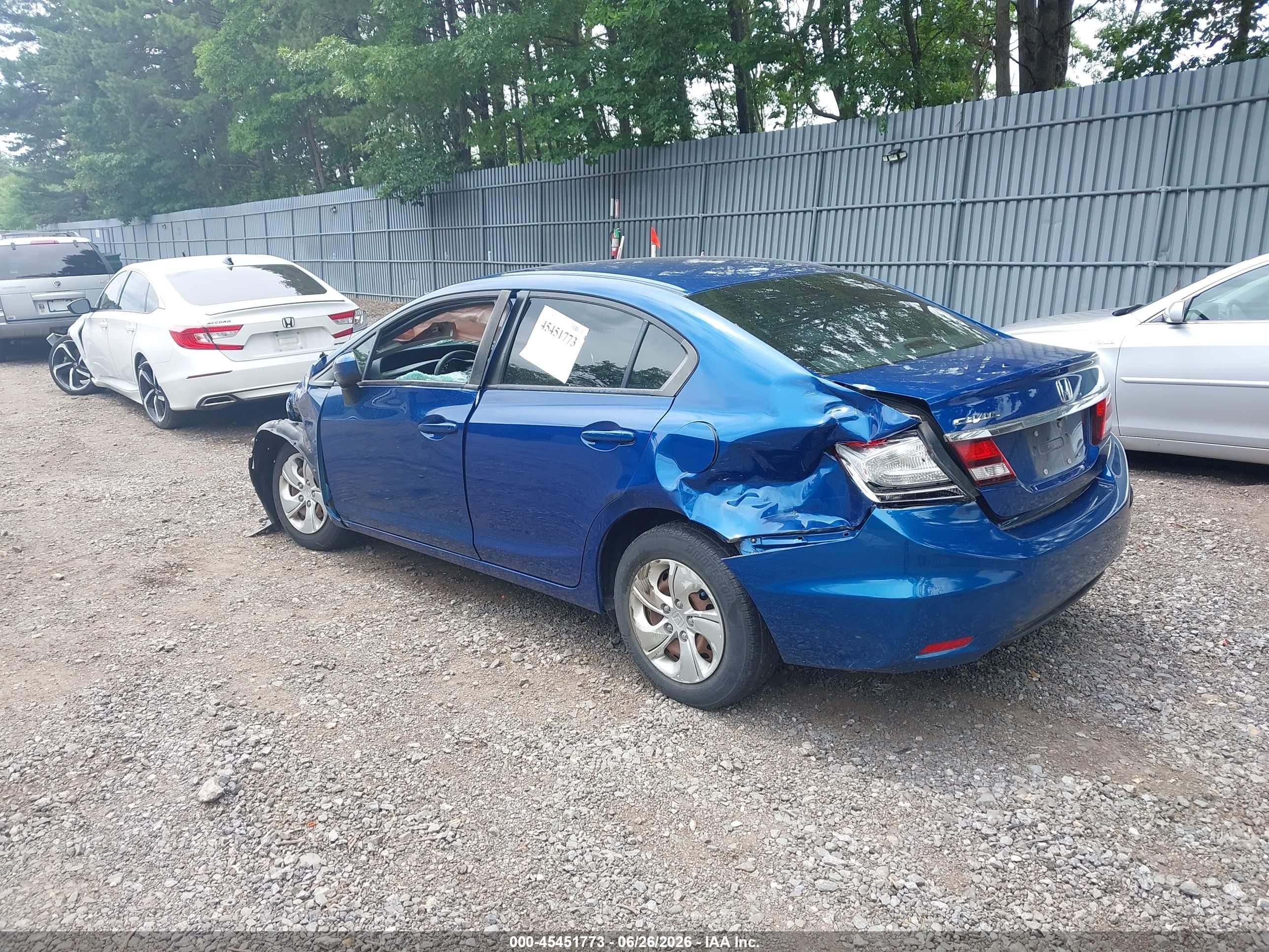 2015 Honda Civic Lx Blue vin: 19XFB2F5XFE276883