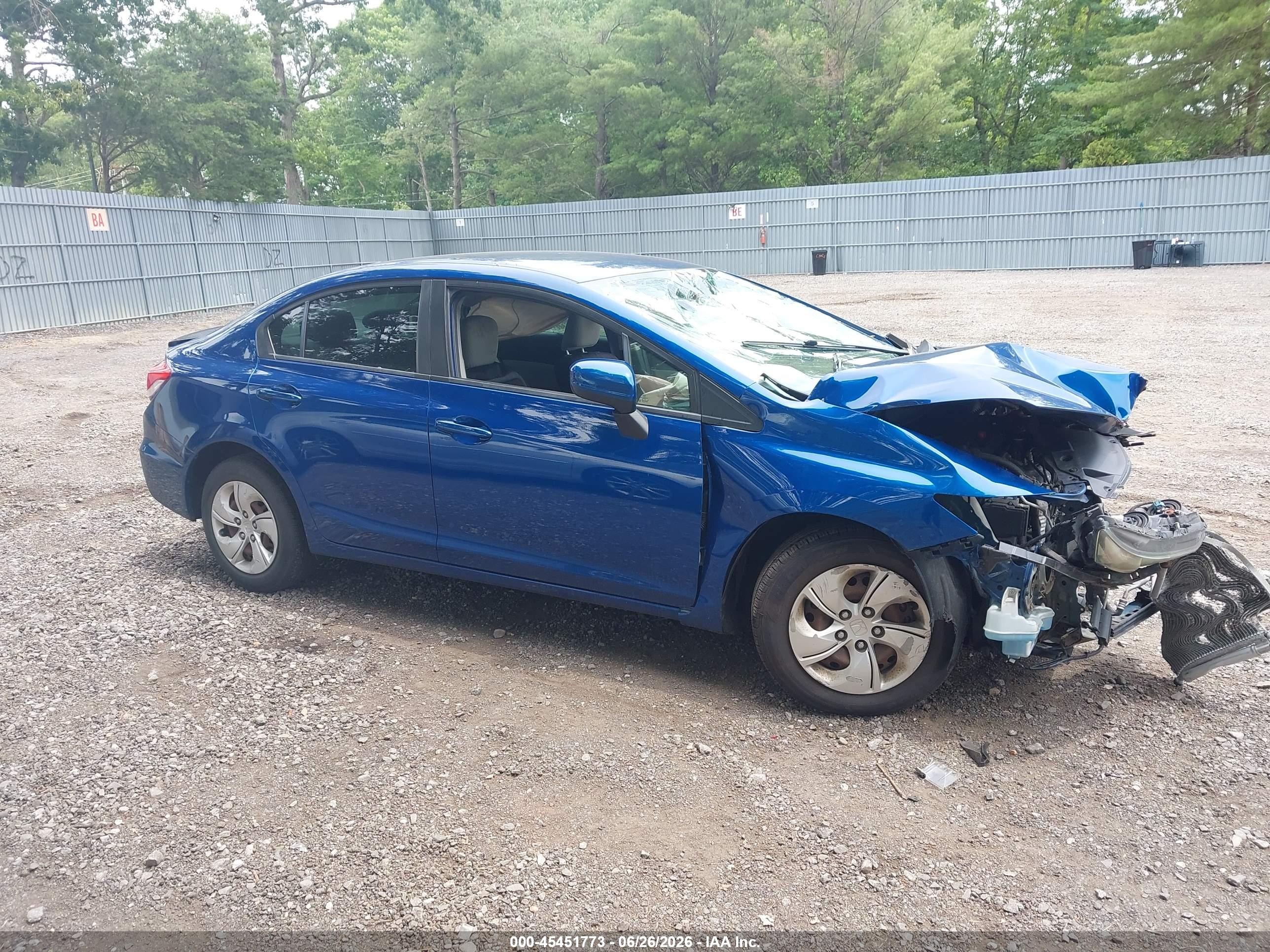 2015 Honda Civic Lx Blue vin: 19XFB2F5XFE276883
