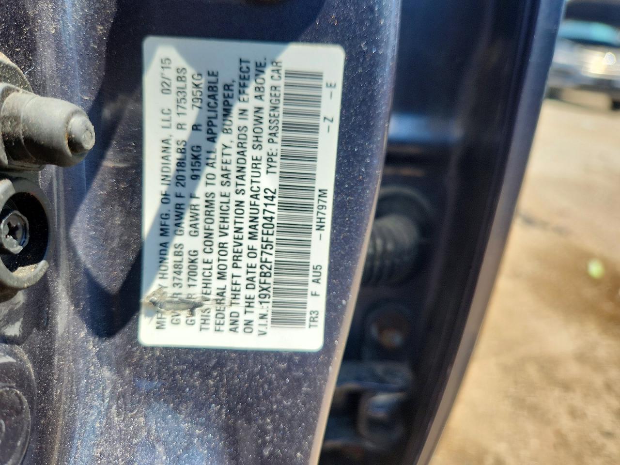 2015 Honda Civic Se Серый vin: 19XFB2F75FE047142