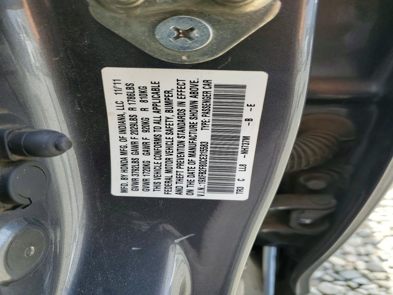 2012 Honda Civic Ex Gray vin: 19XFB2F80CE315583