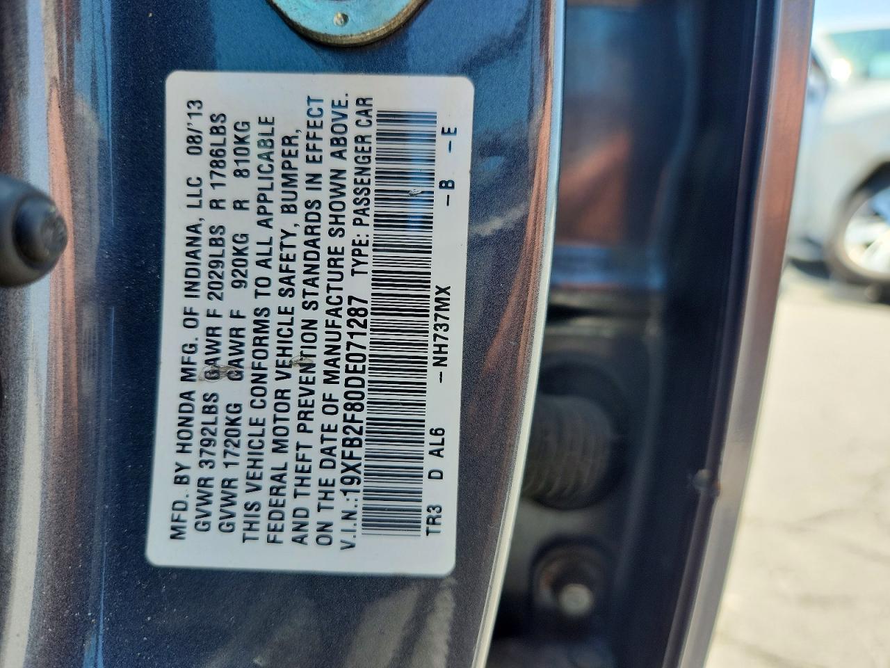 2013 Honda Civic Ex Gray vin: 19XFB2F80DE071287
