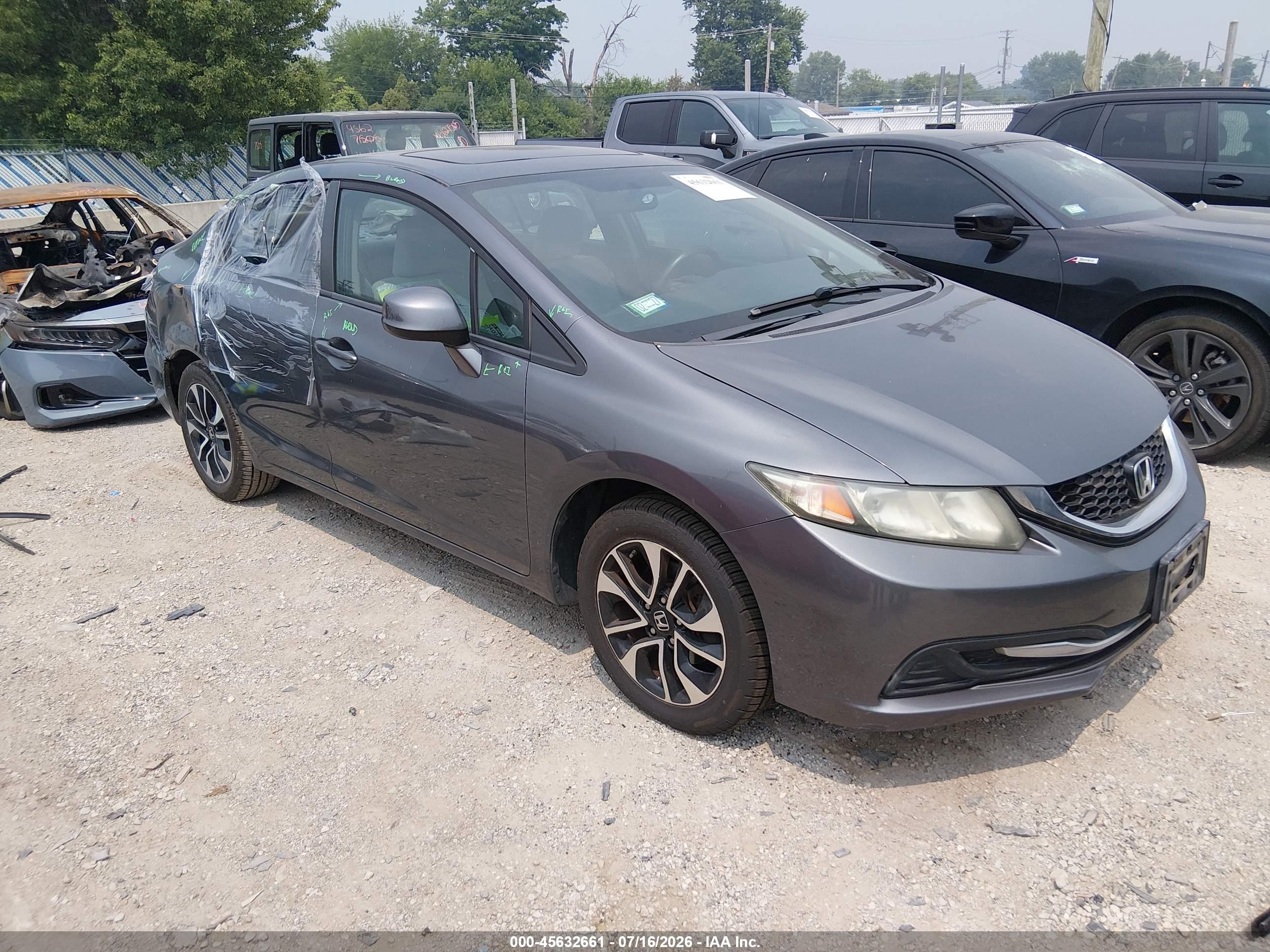 2013 Honda Civic Ex Серый vin: 19XFB2F80DE215680
