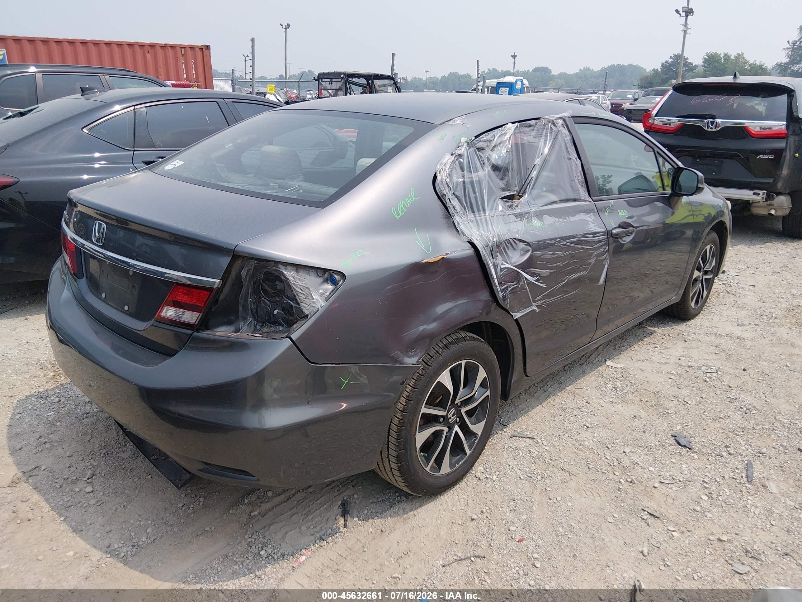 2013 Honda Civic Ex Серый vin: 19XFB2F80DE215680