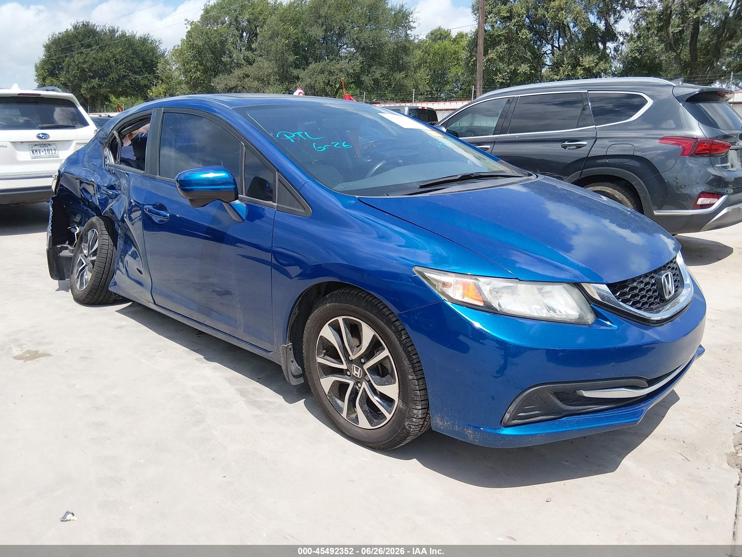 2014 Honda Civic Ex Синий vin: 19XFB2F80EE008045