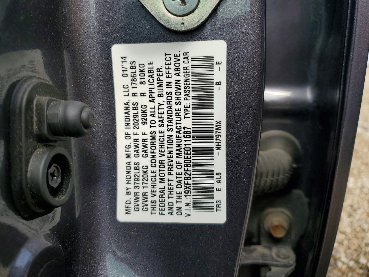 2014 Honda Civic Ex Gray vin: 19XFB2F80EE011687