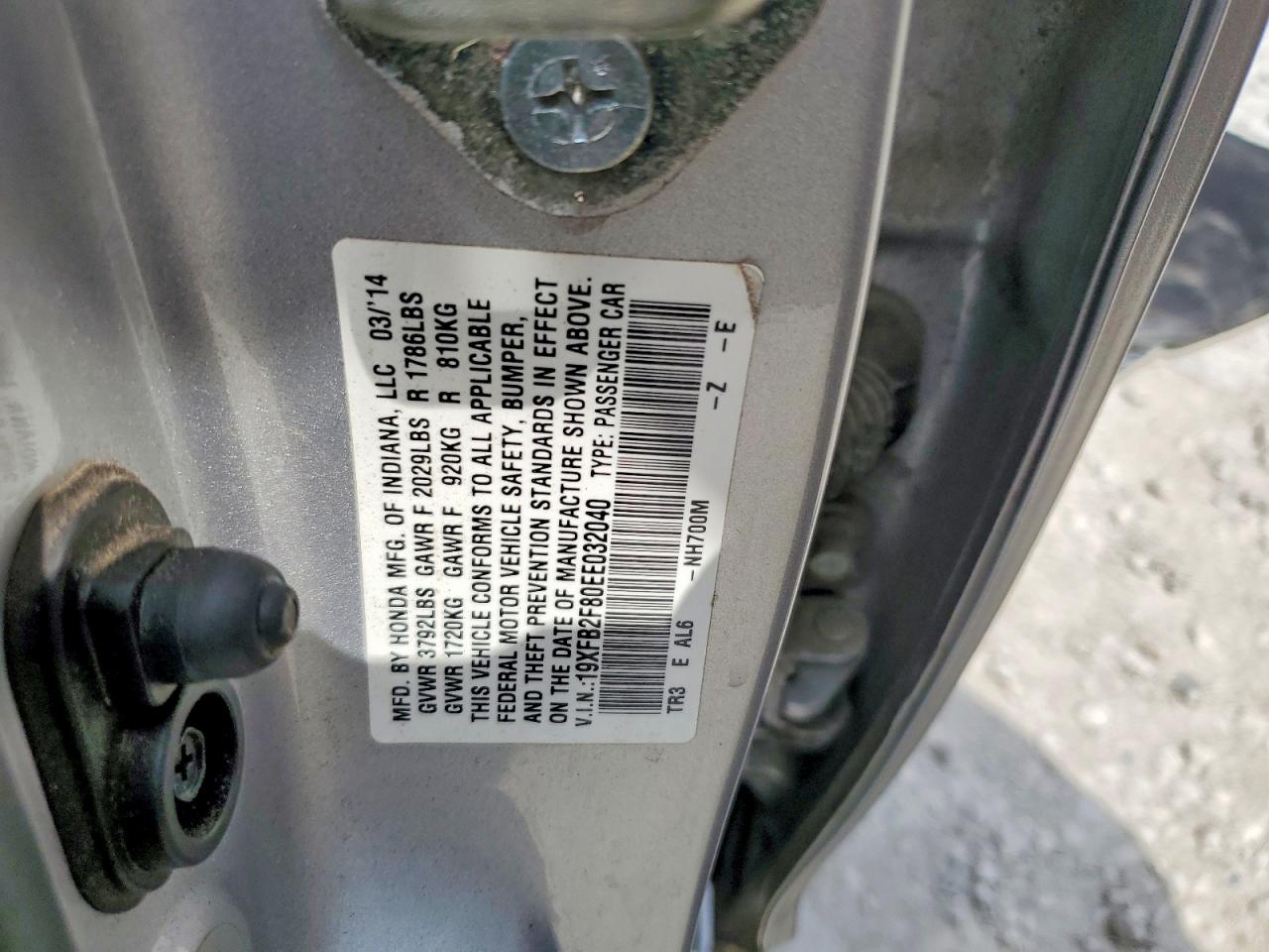 2014 Honda Civic Ex Silver vin: 19XFB2F80EE032040