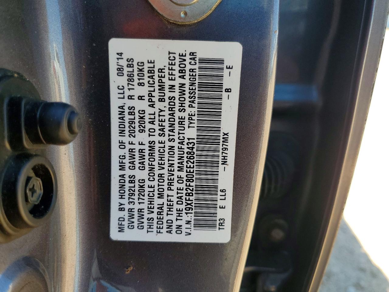 2014 Honda Civic Ex Gray vin: 19XFB2F80EE268431
