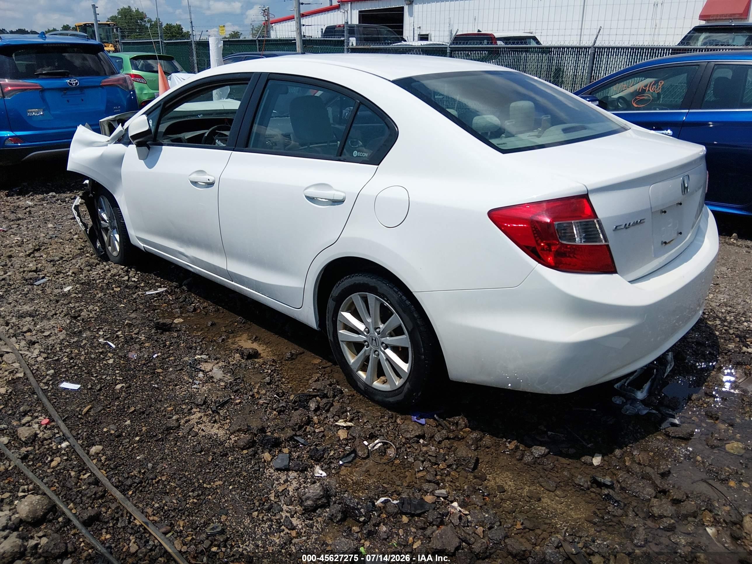 2012 Honda Civic Ex White vin: 19XFB2F81CE010092
