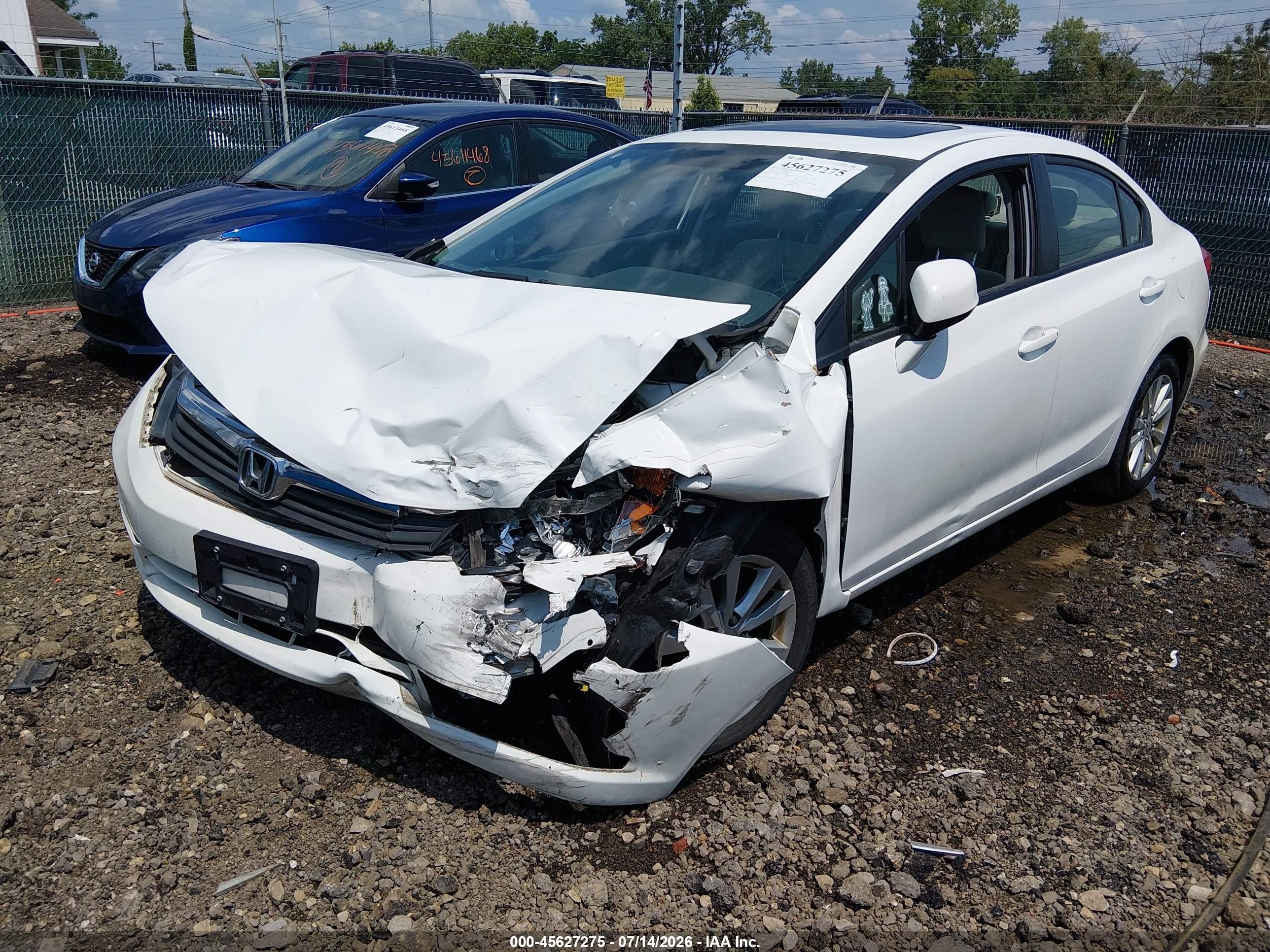 2012 Honda Civic Ex White vin: 19XFB2F81CE010092