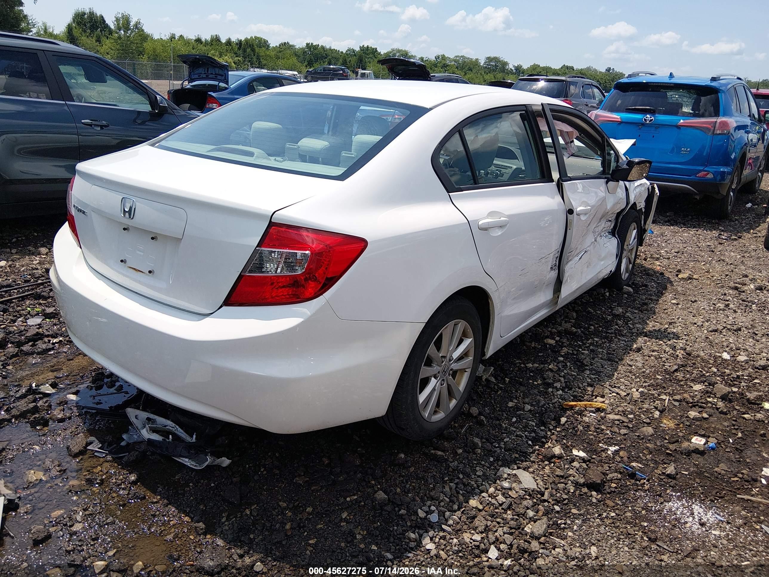 2012 Honda Civic Ex White vin: 19XFB2F81CE010092