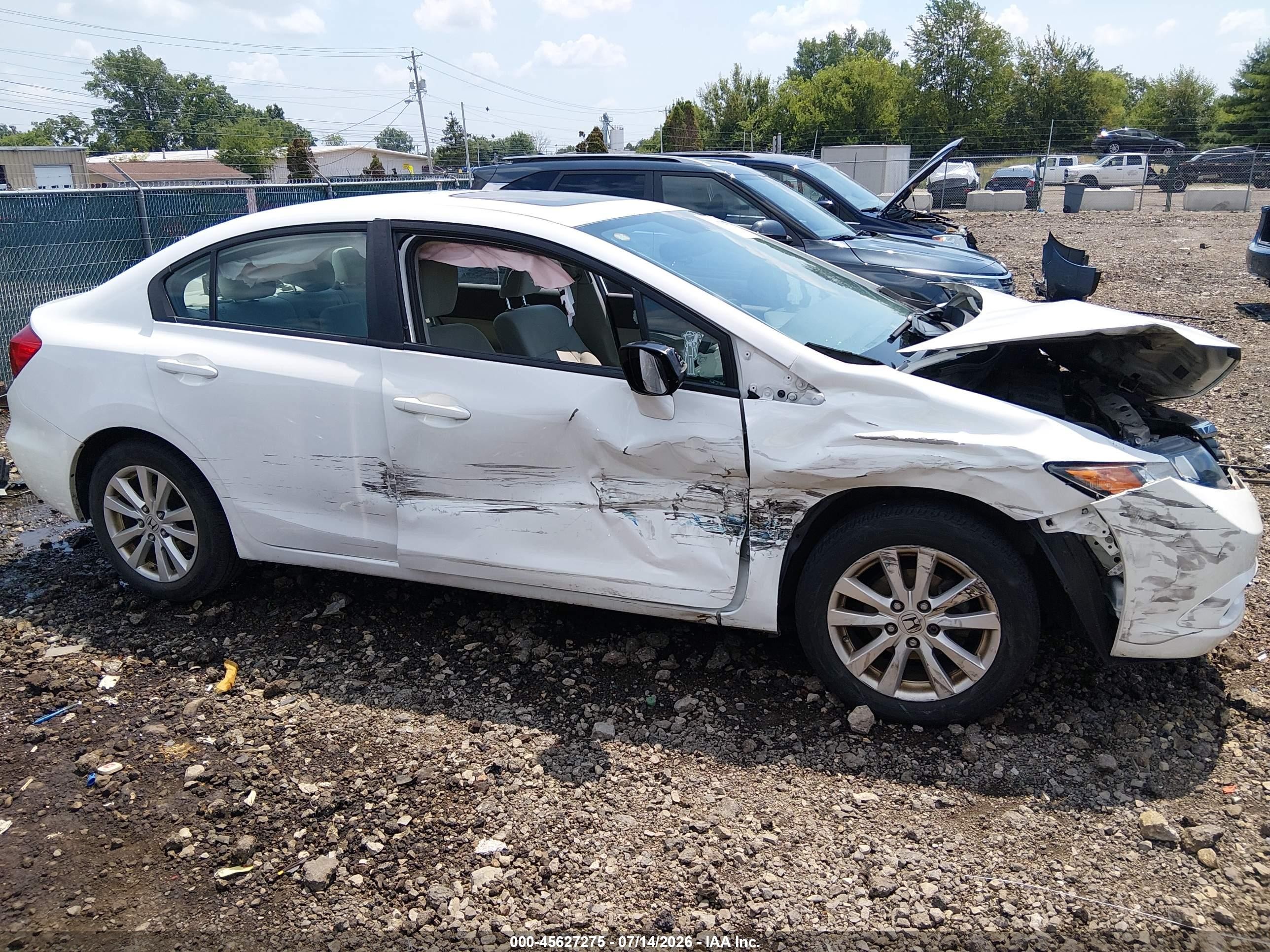 2012 Honda Civic Ex White vin: 19XFB2F81CE010092