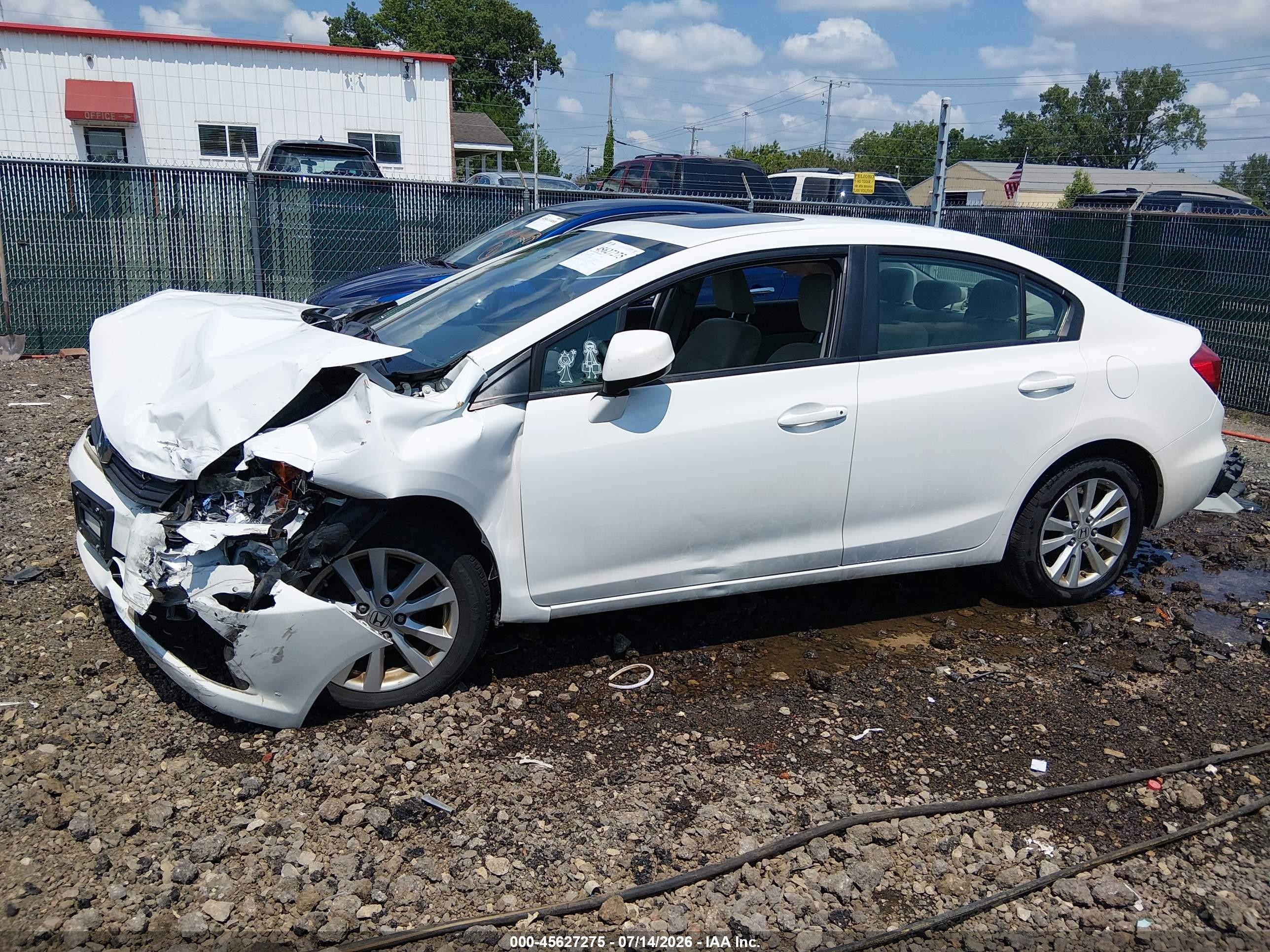 2012 Honda Civic Ex White vin: 19XFB2F81CE010092
