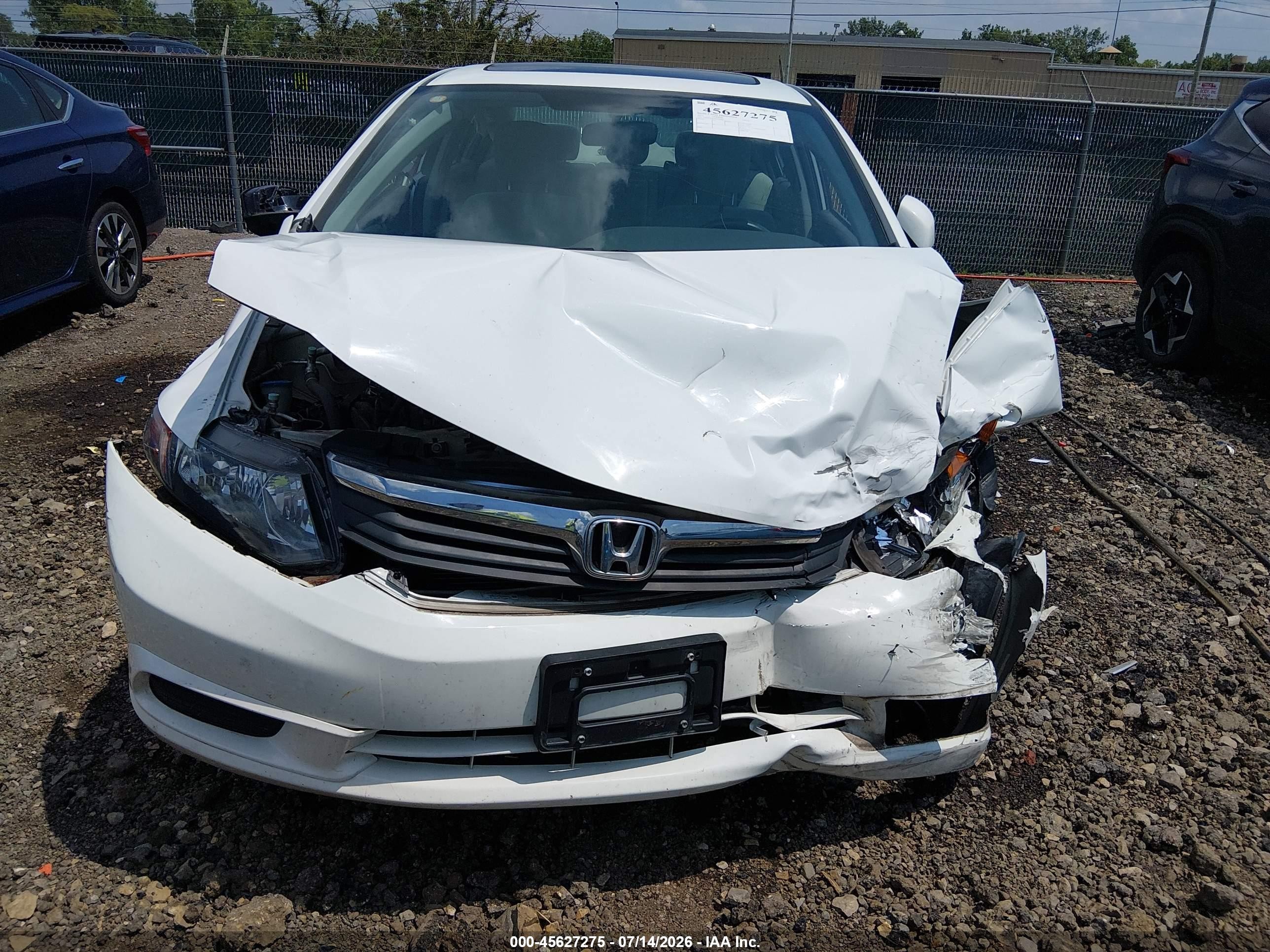 2012 Honda Civic Ex White vin: 19XFB2F81CE010092