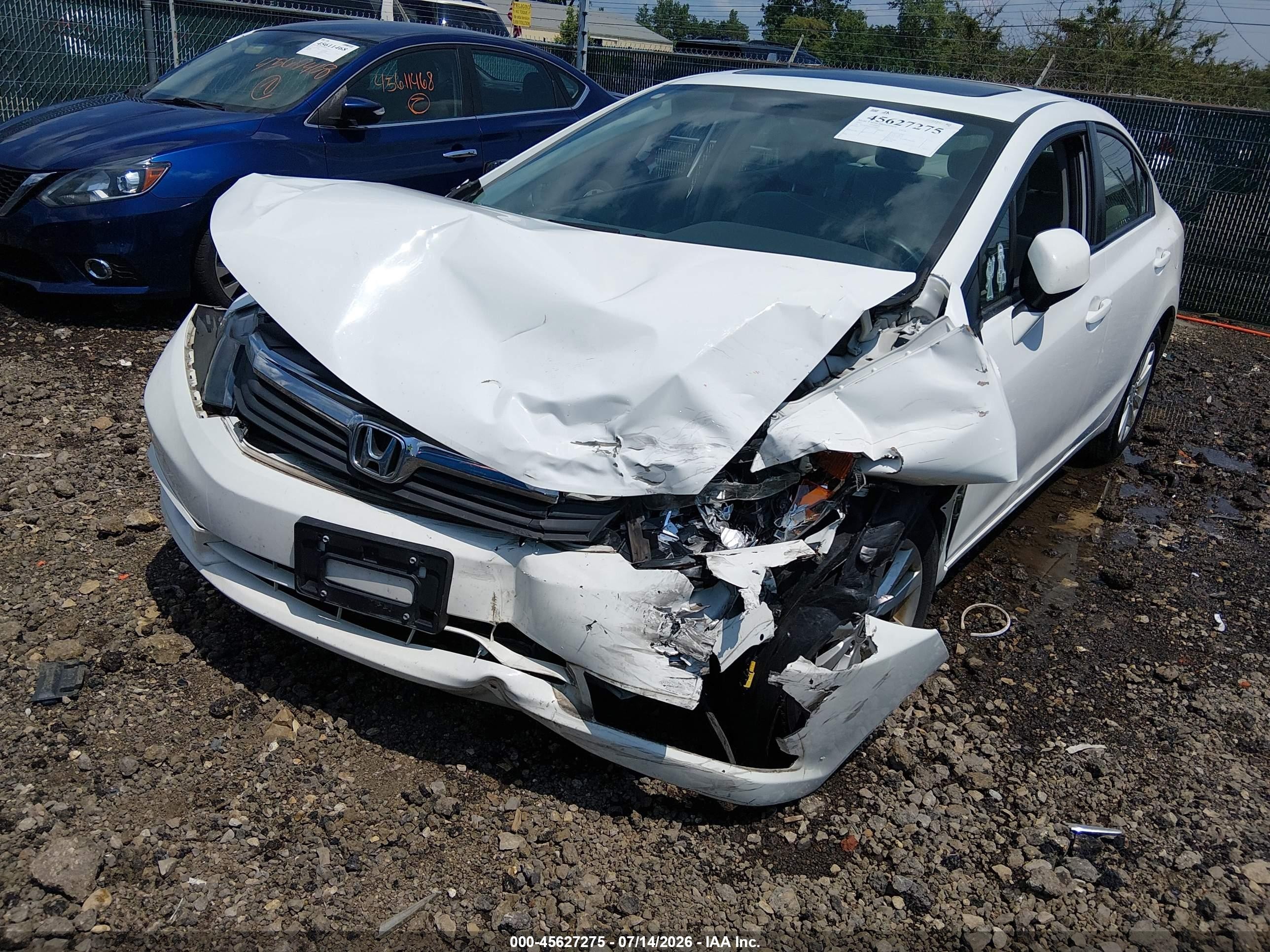 2012 Honda Civic Ex White vin: 19XFB2F81CE010092