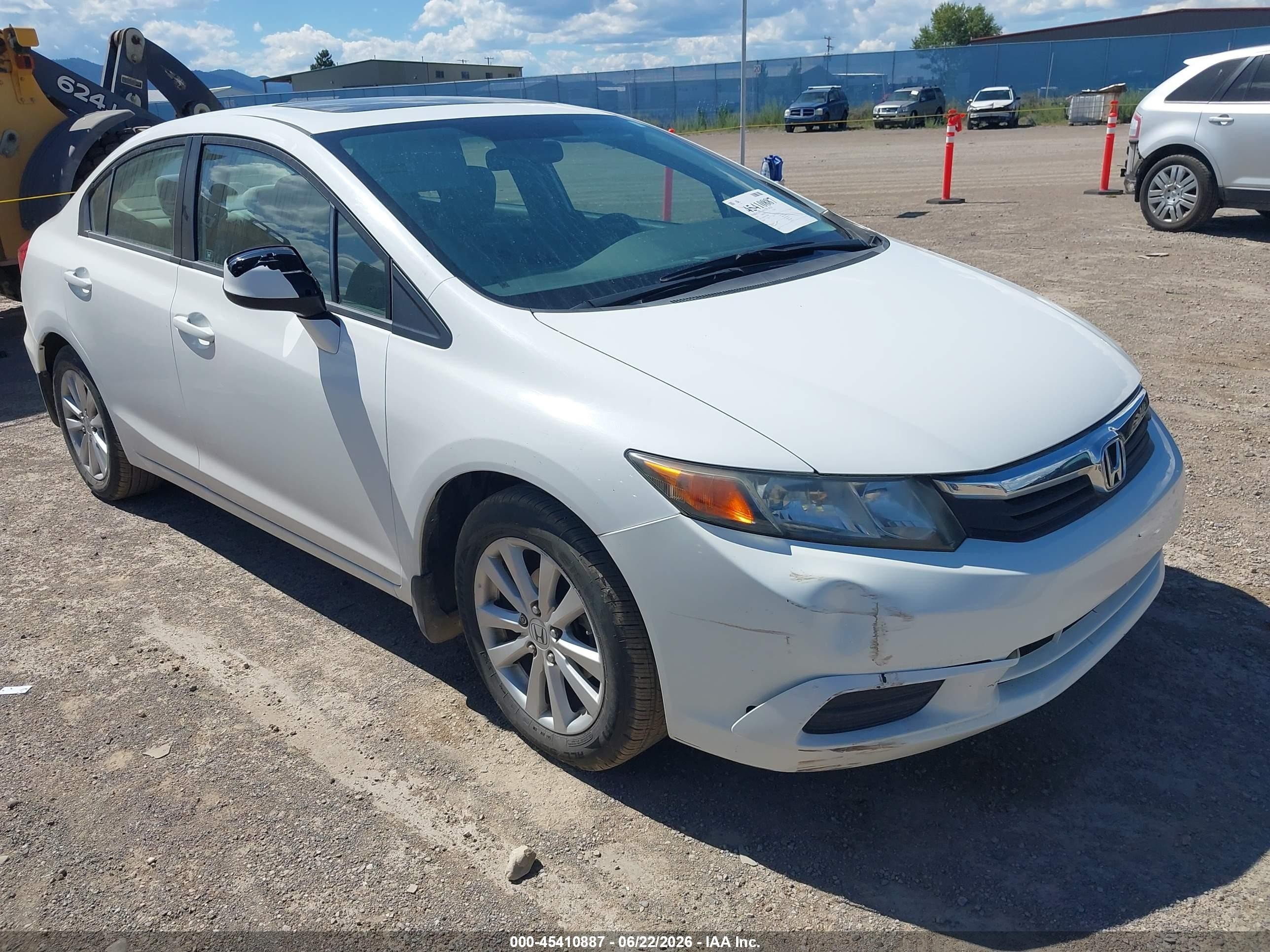 2012 Honda Civic Ex White vin: 19XFB2F81CE382497