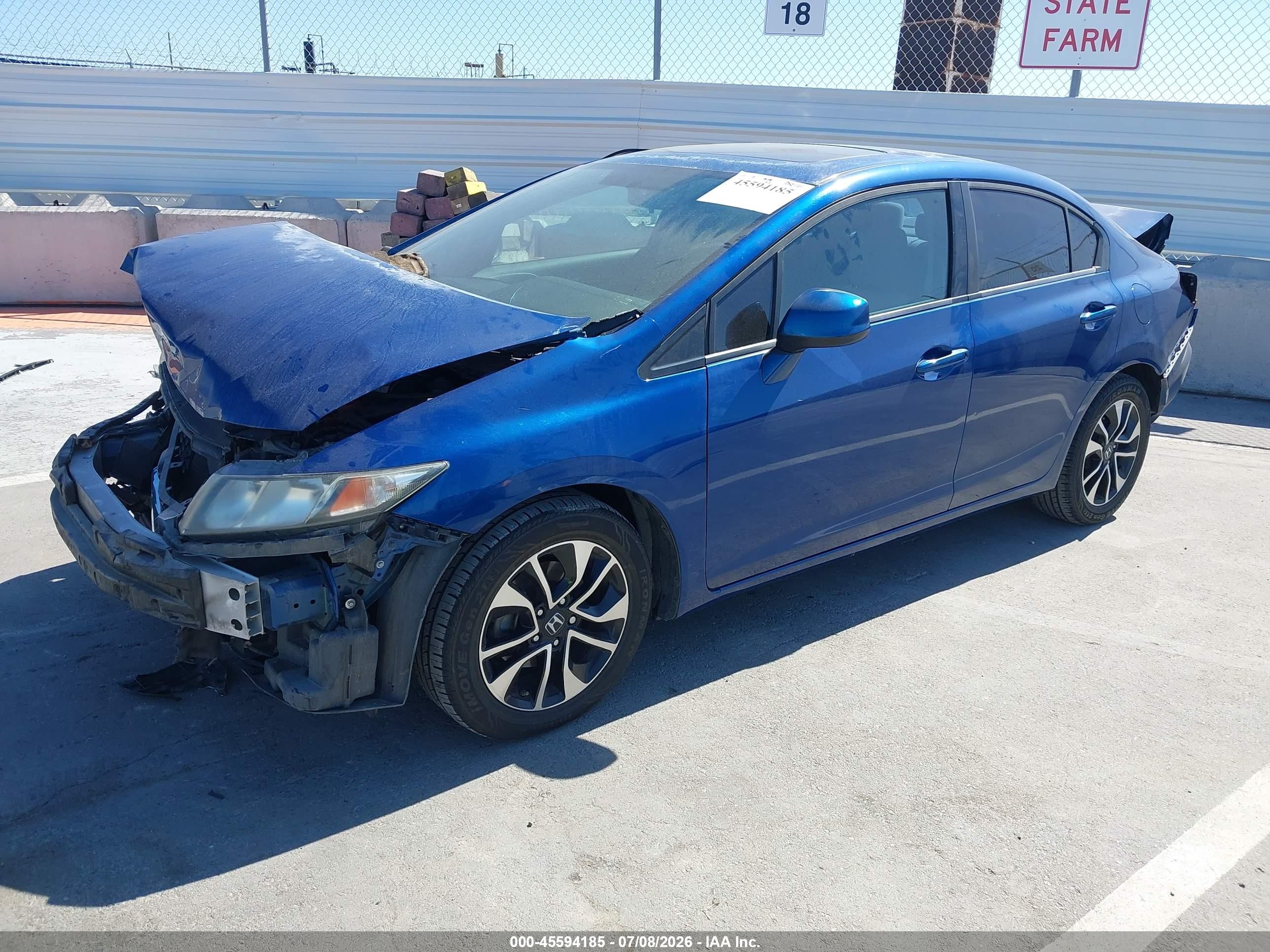 2013 Honda Civic Ex Blue vin: 19XFB2F81DE240135