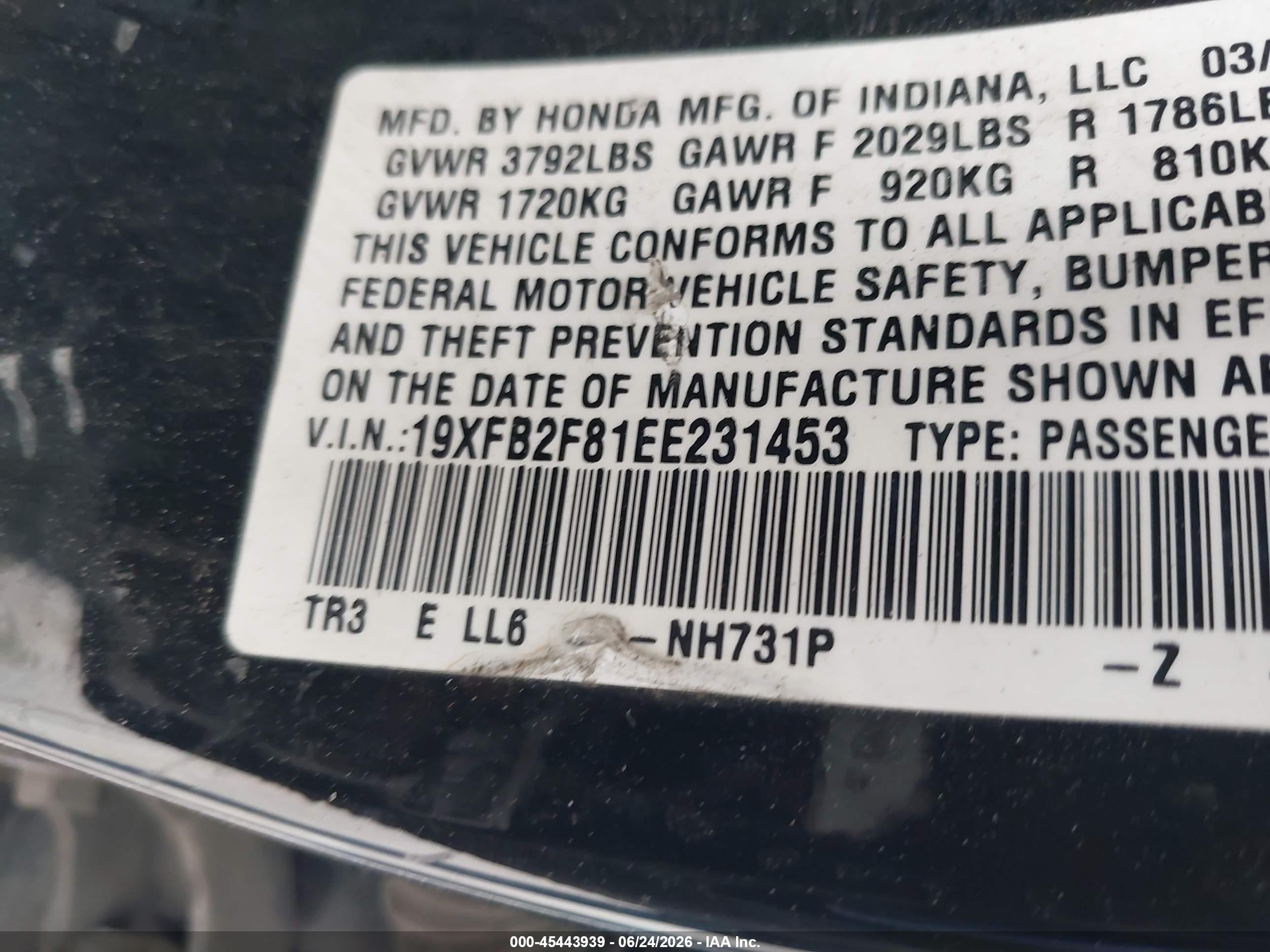 2014 Honda Civic Ex Black vin: 19XFB2F81EE231453
