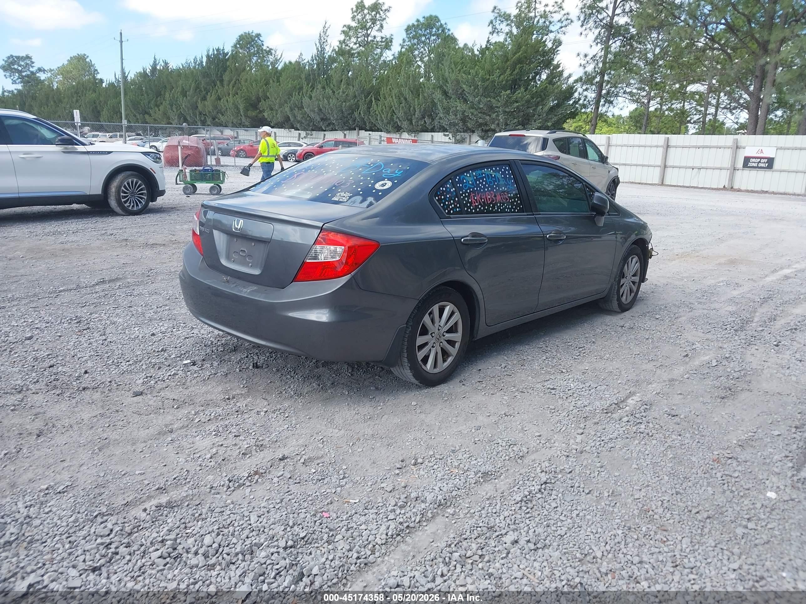 2012 Honda Civic Ex Gray vin: 19XFB2F82CE027709