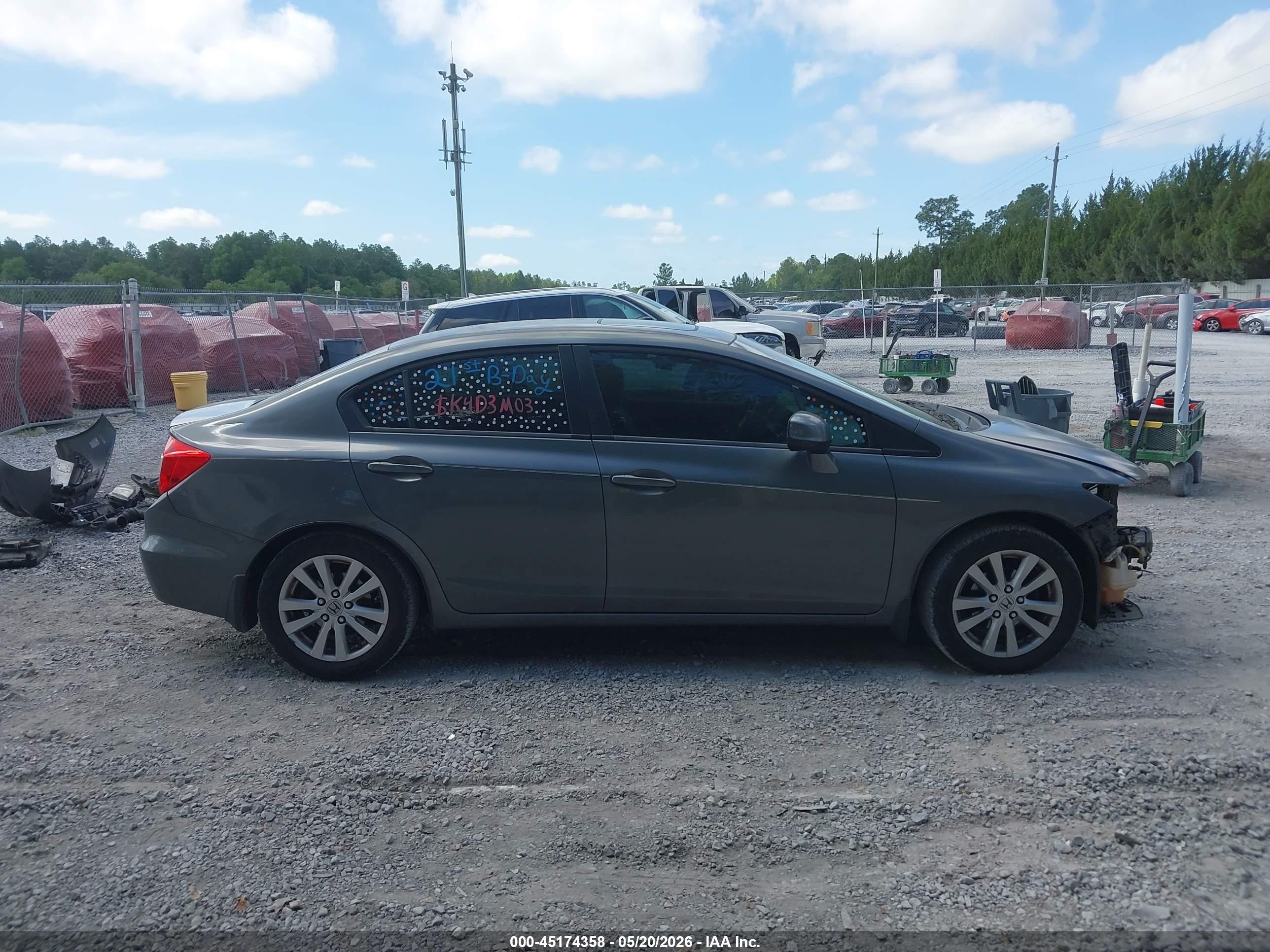 2012 Honda Civic Ex Gray vin: 19XFB2F82CE027709