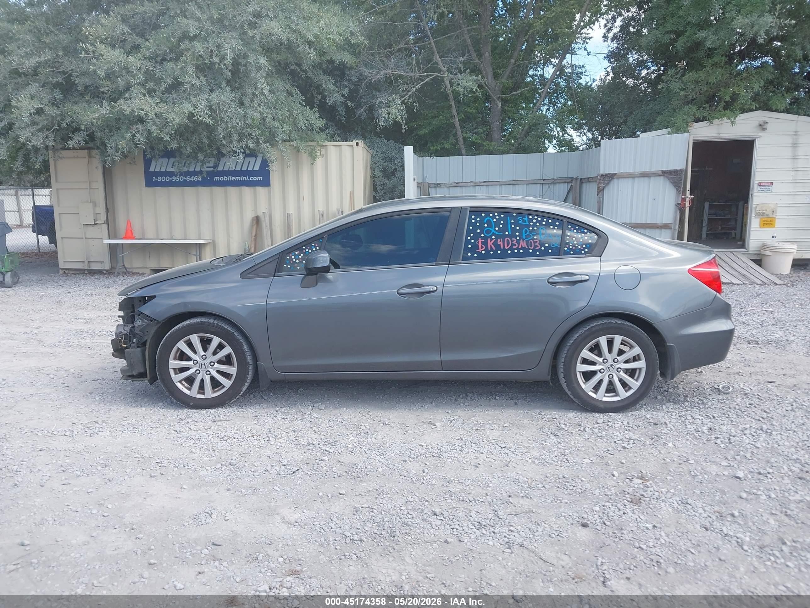 2012 Honda Civic Ex Gray vin: 19XFB2F82CE027709