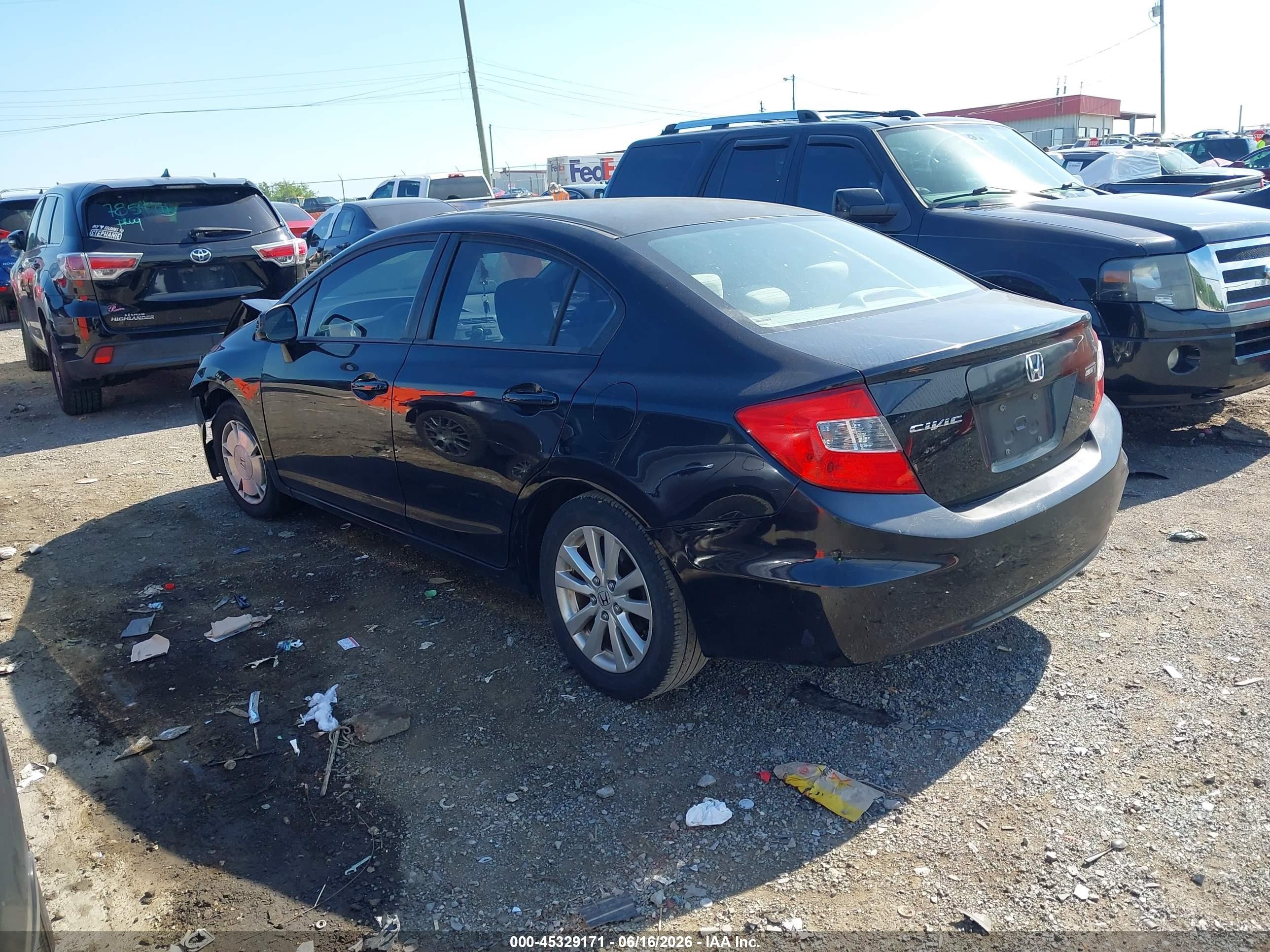 2012 Honda Civic Ex Черный vin: 19XFB2F82CE030559