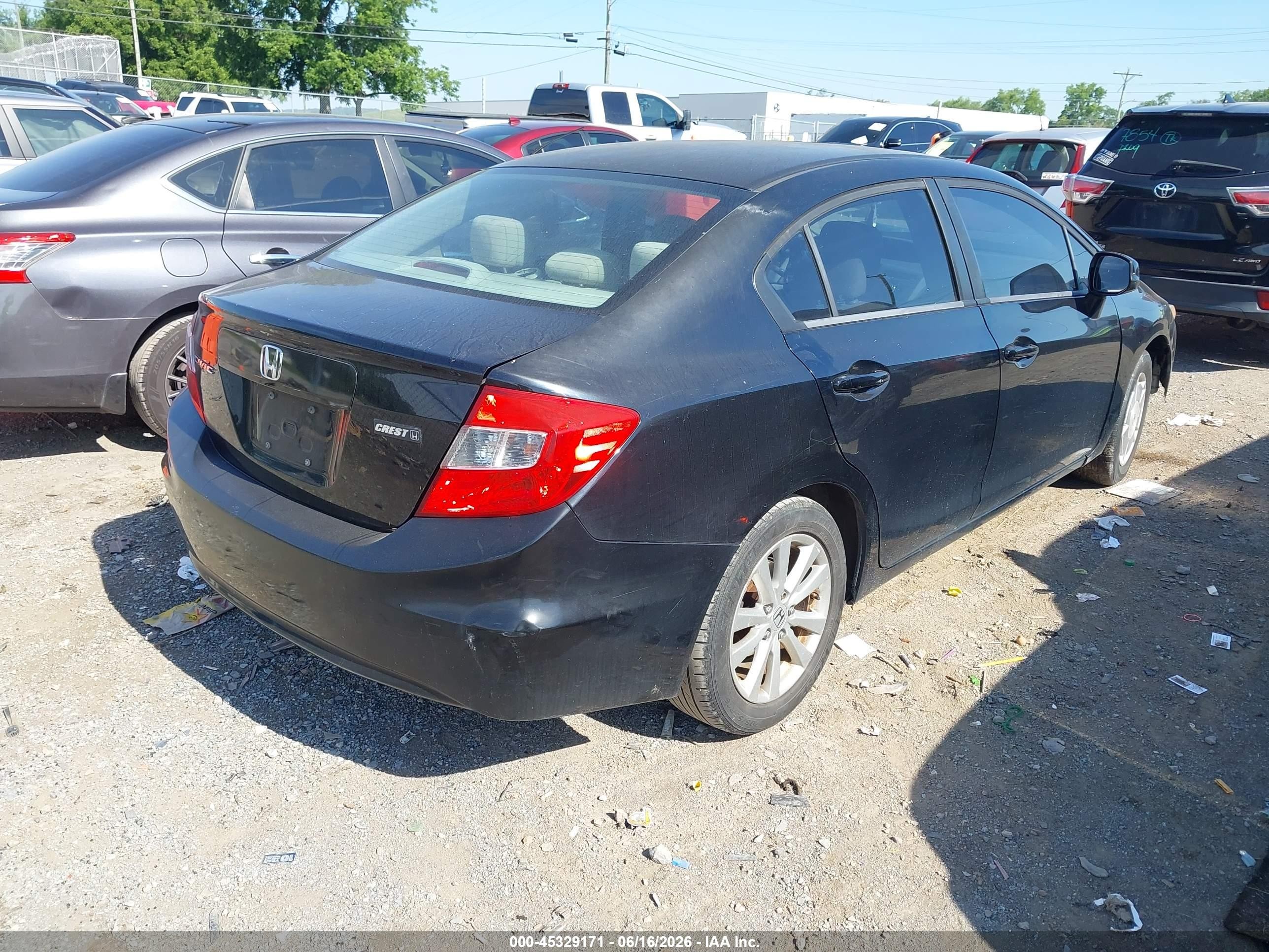 2012 Honda Civic Ex Черный vin: 19XFB2F82CE030559