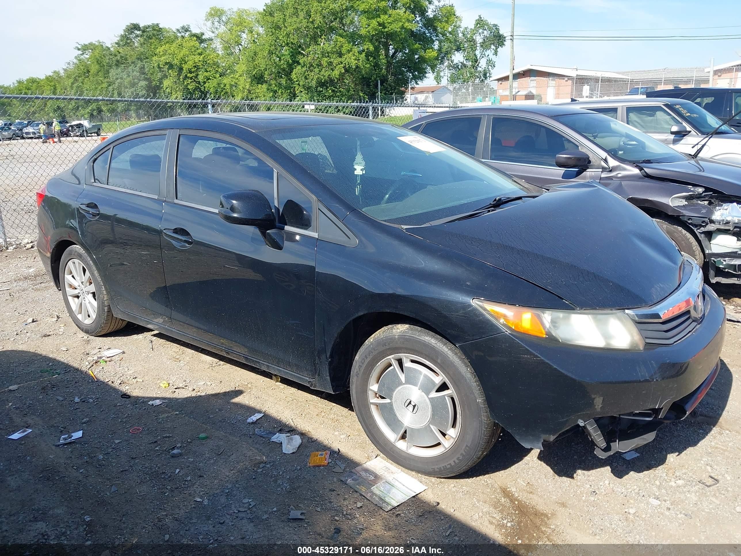 2012 Honda Civic Ex Черный vin: 19XFB2F82CE030559