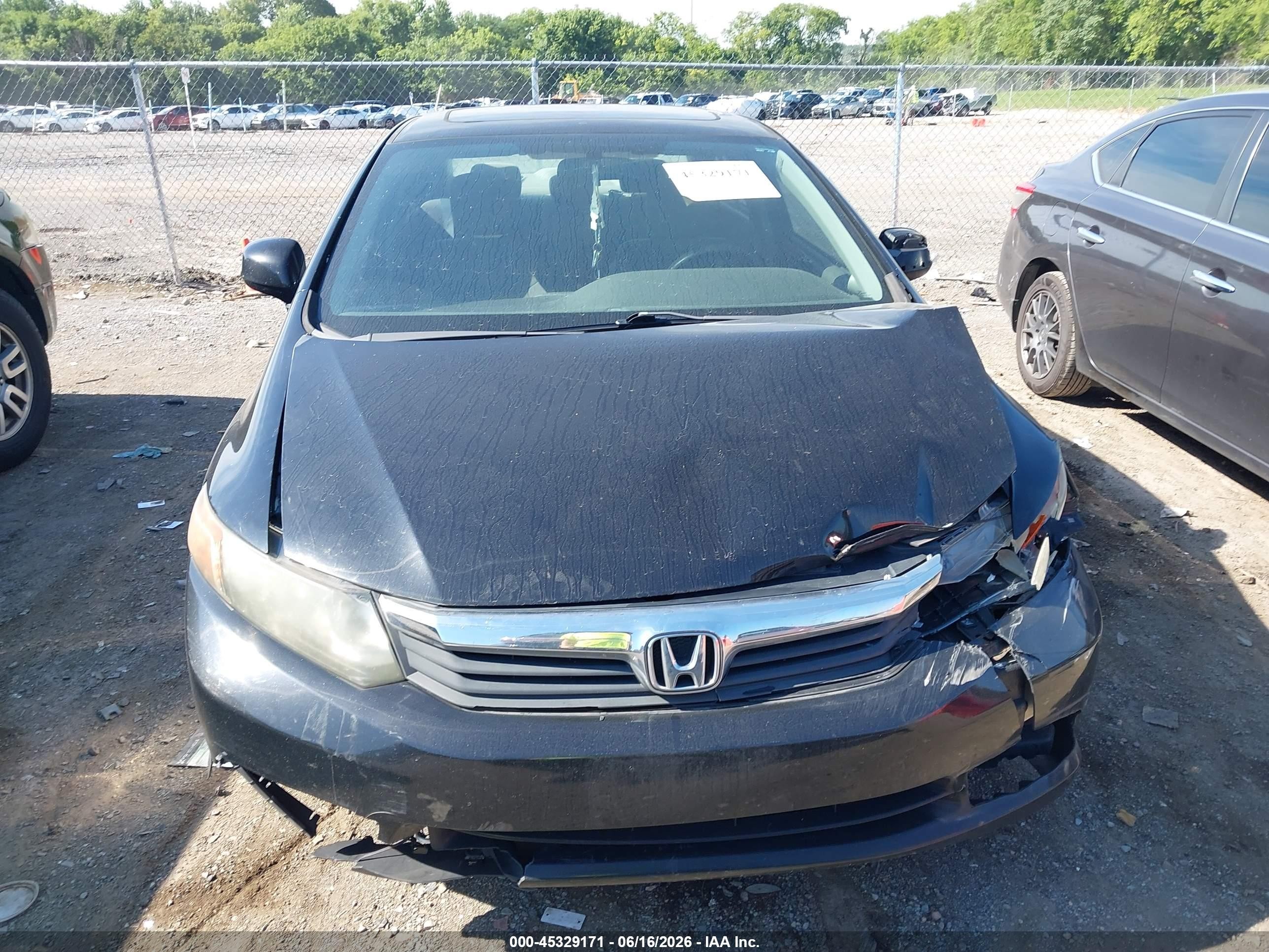 2012 Honda Civic Ex Черный vin: 19XFB2F82CE030559