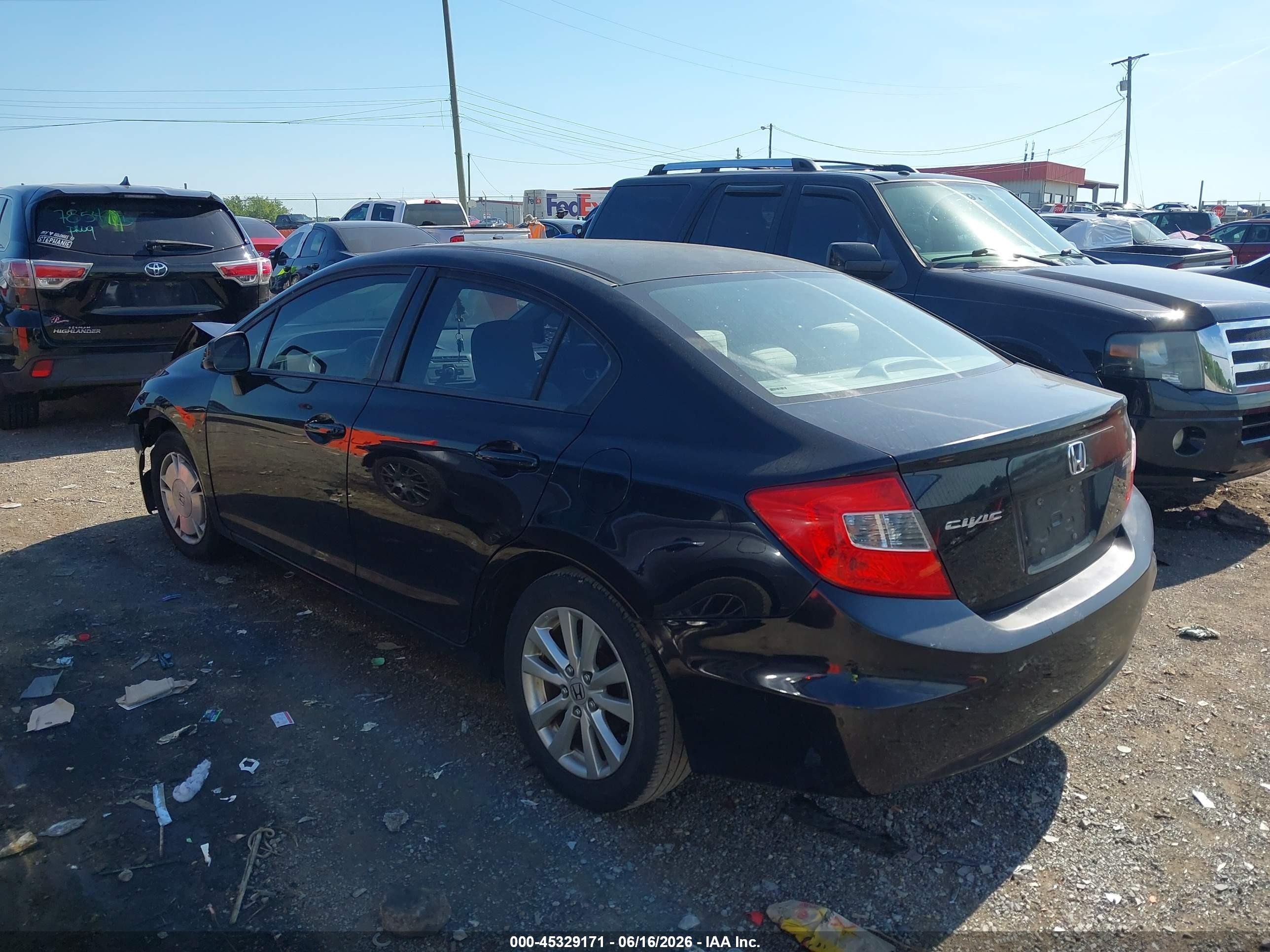 2012 Honda Civic Ex Черный vin: 19XFB2F82CE030559