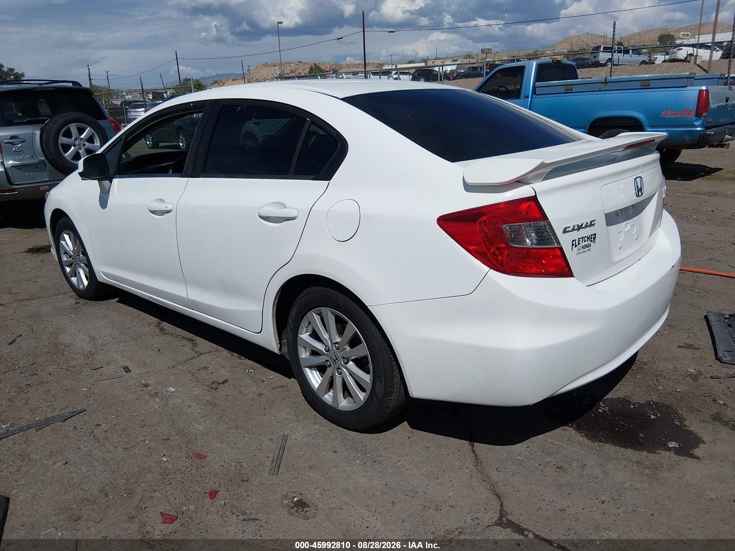 2012 Honda Civic Ex White vin: 19XFB2F82CE048060