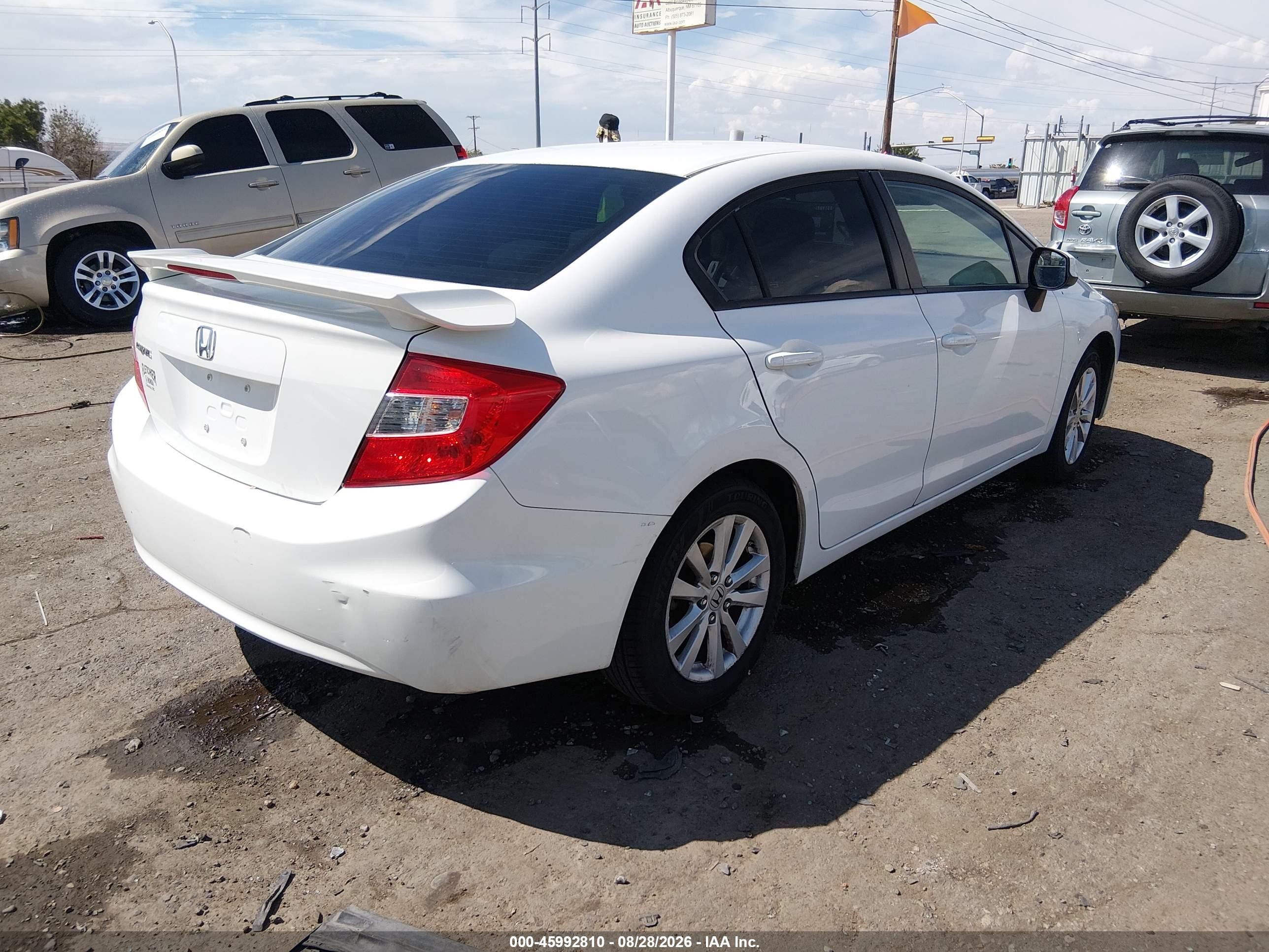 2012 Honda Civic Ex White vin: 19XFB2F82CE048060