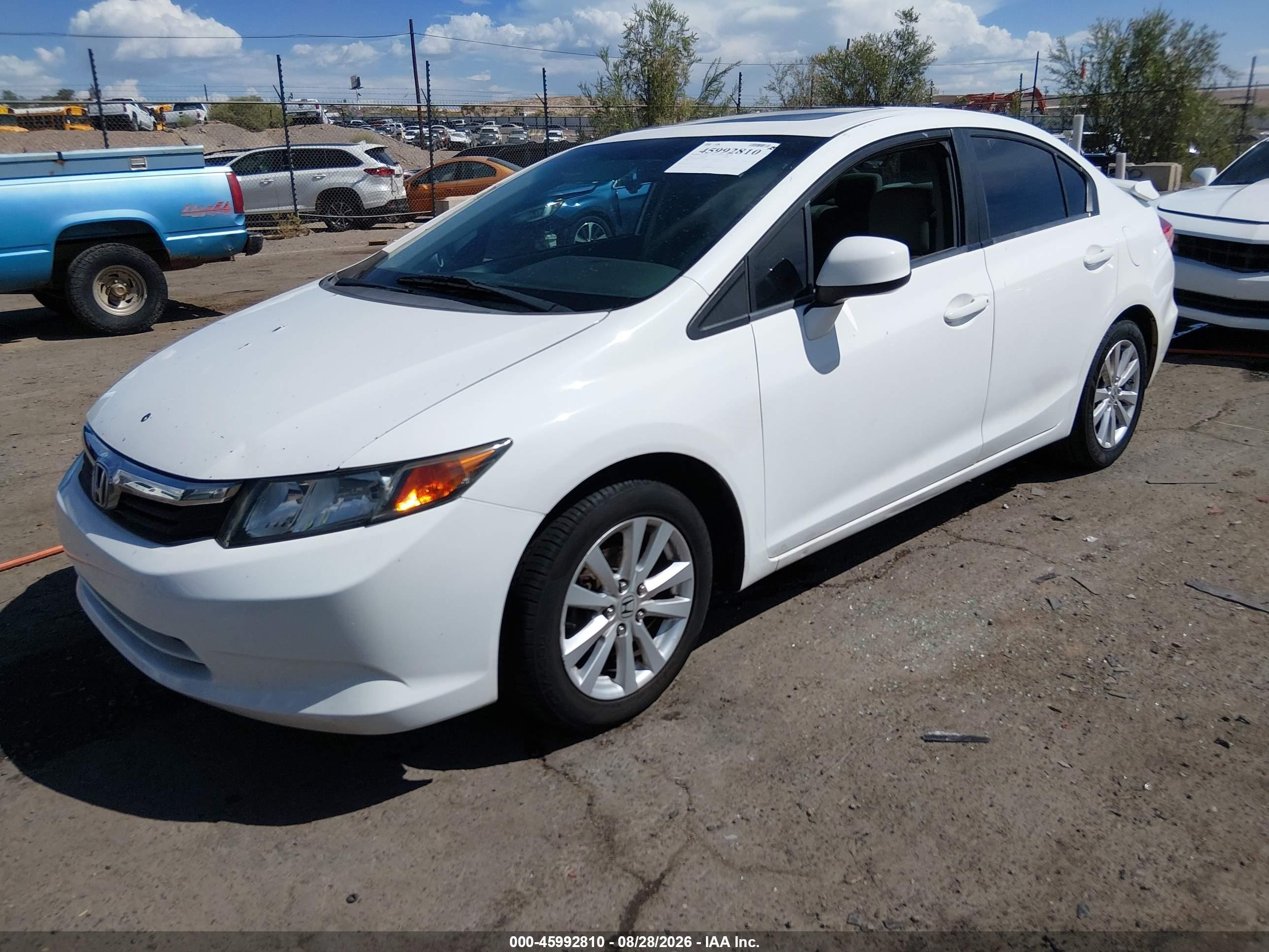 2012 Honda Civic Ex White vin: 19XFB2F82CE048060