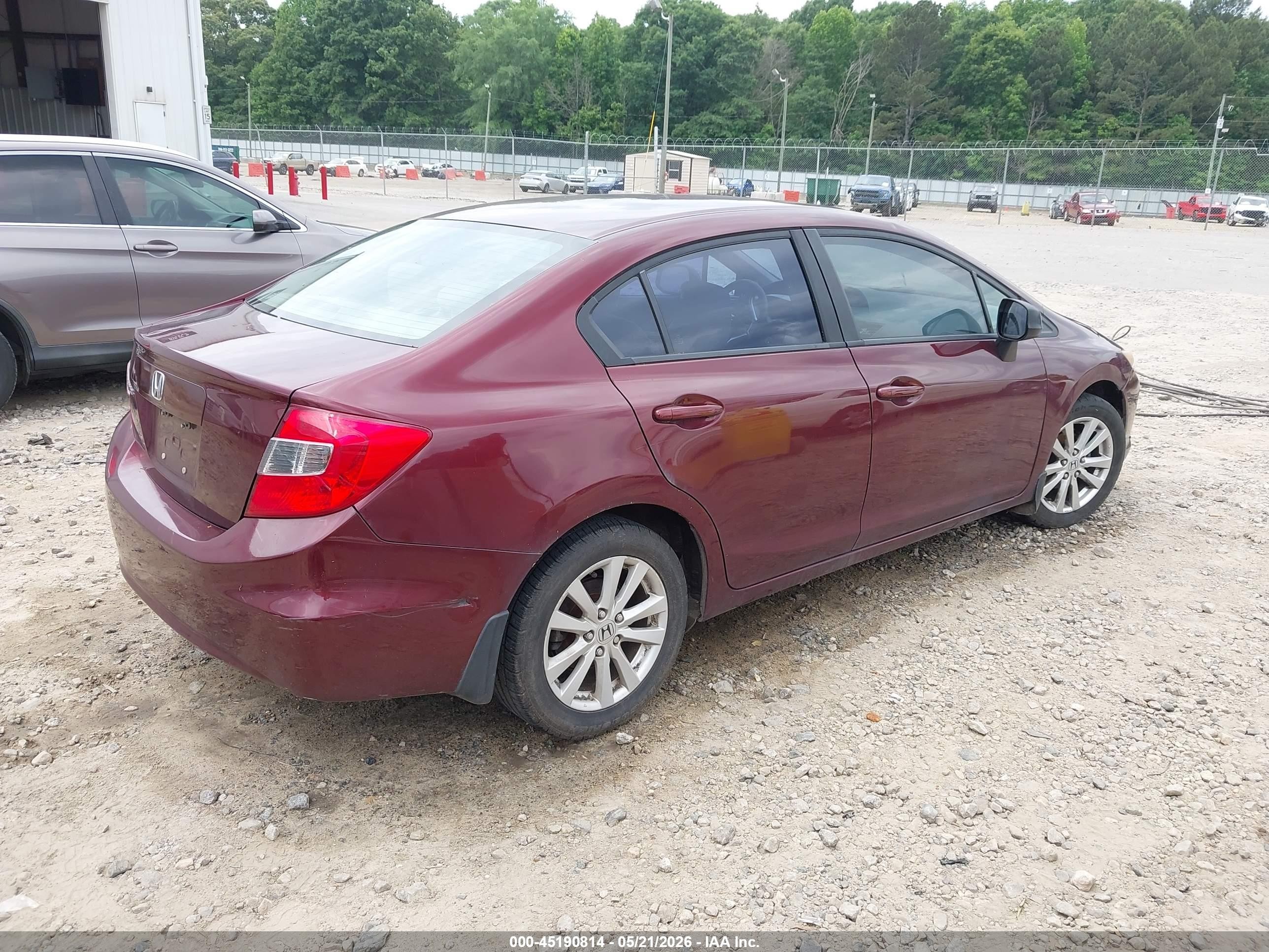 2012 Honda Civic Ex Burgundy vin: 19XFB2F82CE082533