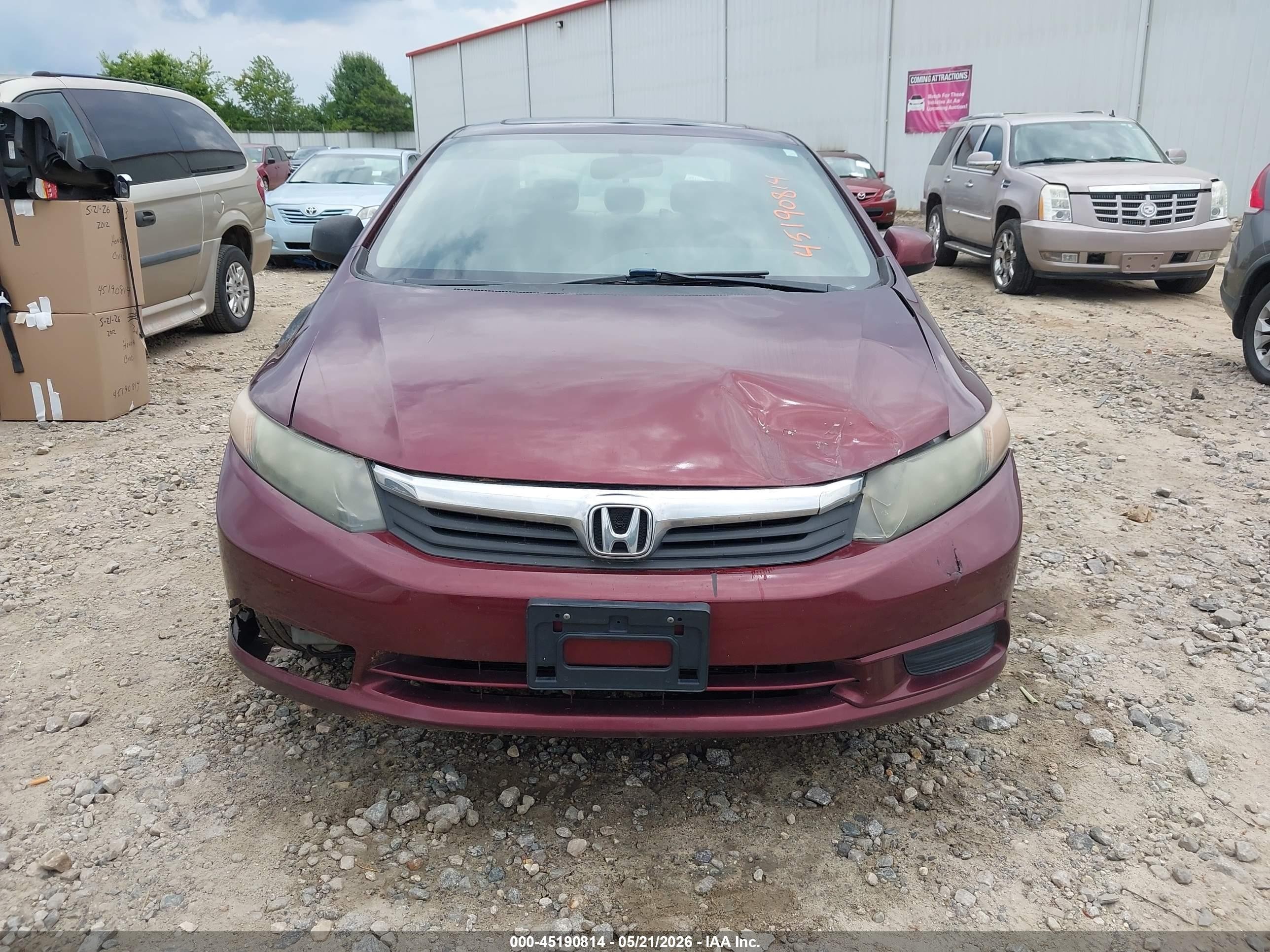 2012 Honda Civic Ex Burgundy vin: 19XFB2F82CE082533