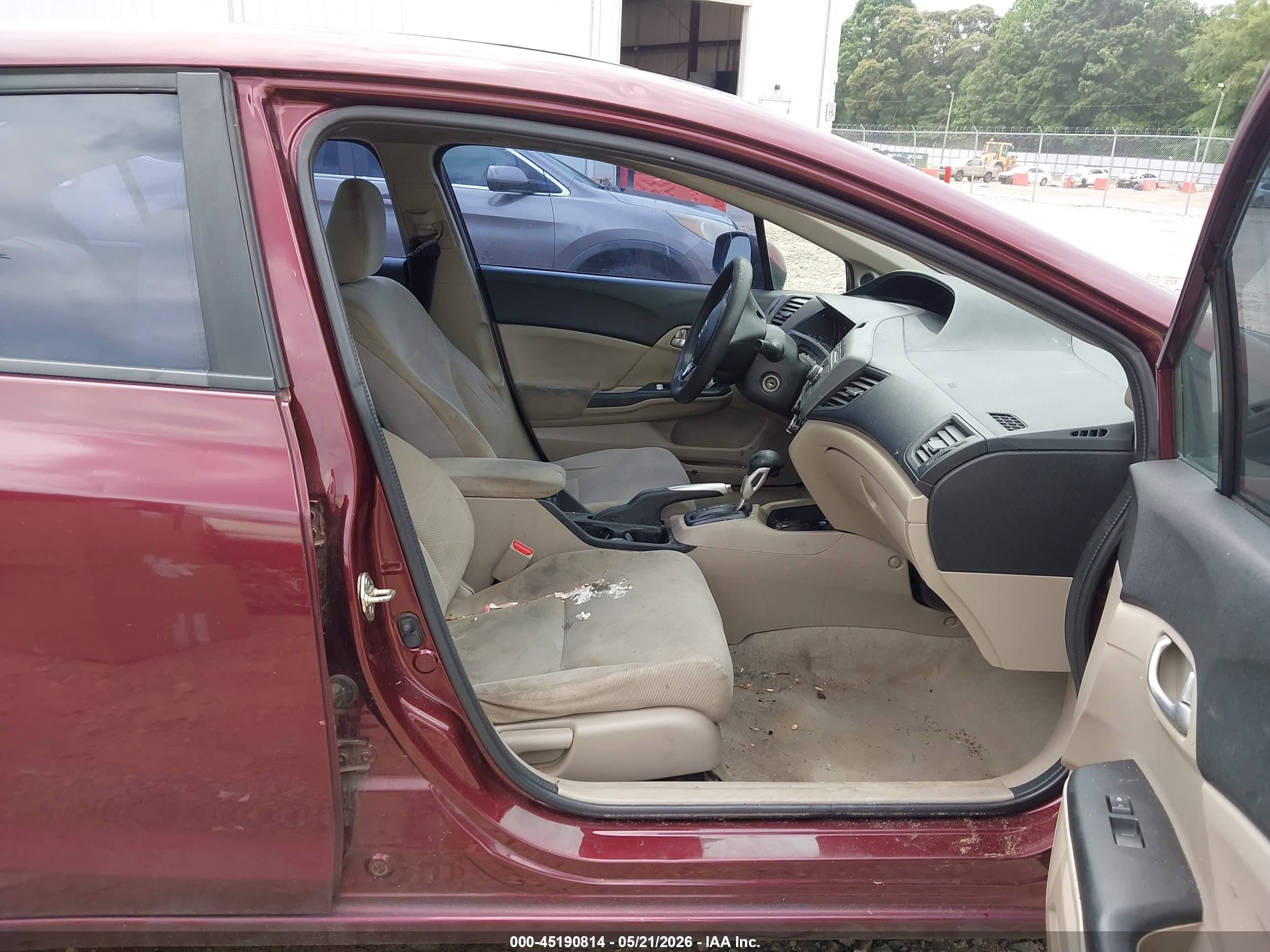 2012 Honda Civic Ex Burgundy vin: 19XFB2F82CE082533