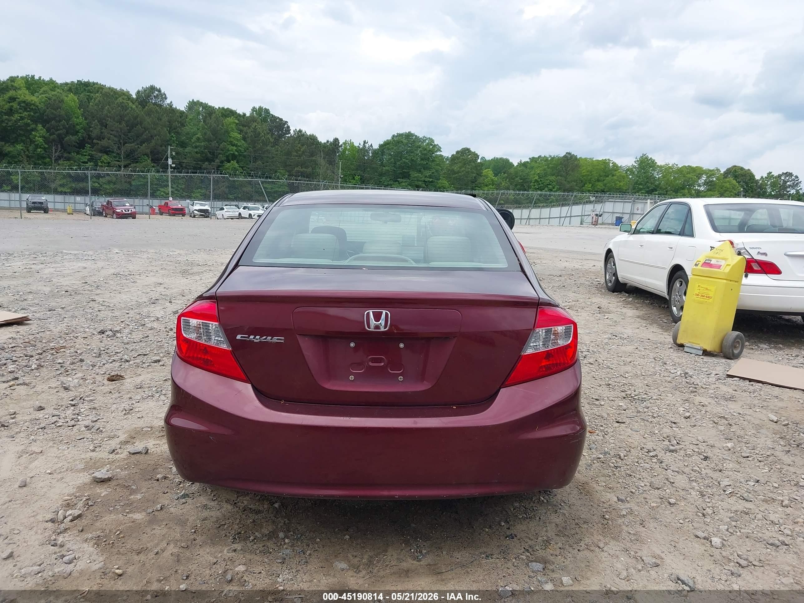 2012 Honda Civic Ex Burgundy vin: 19XFB2F82CE082533