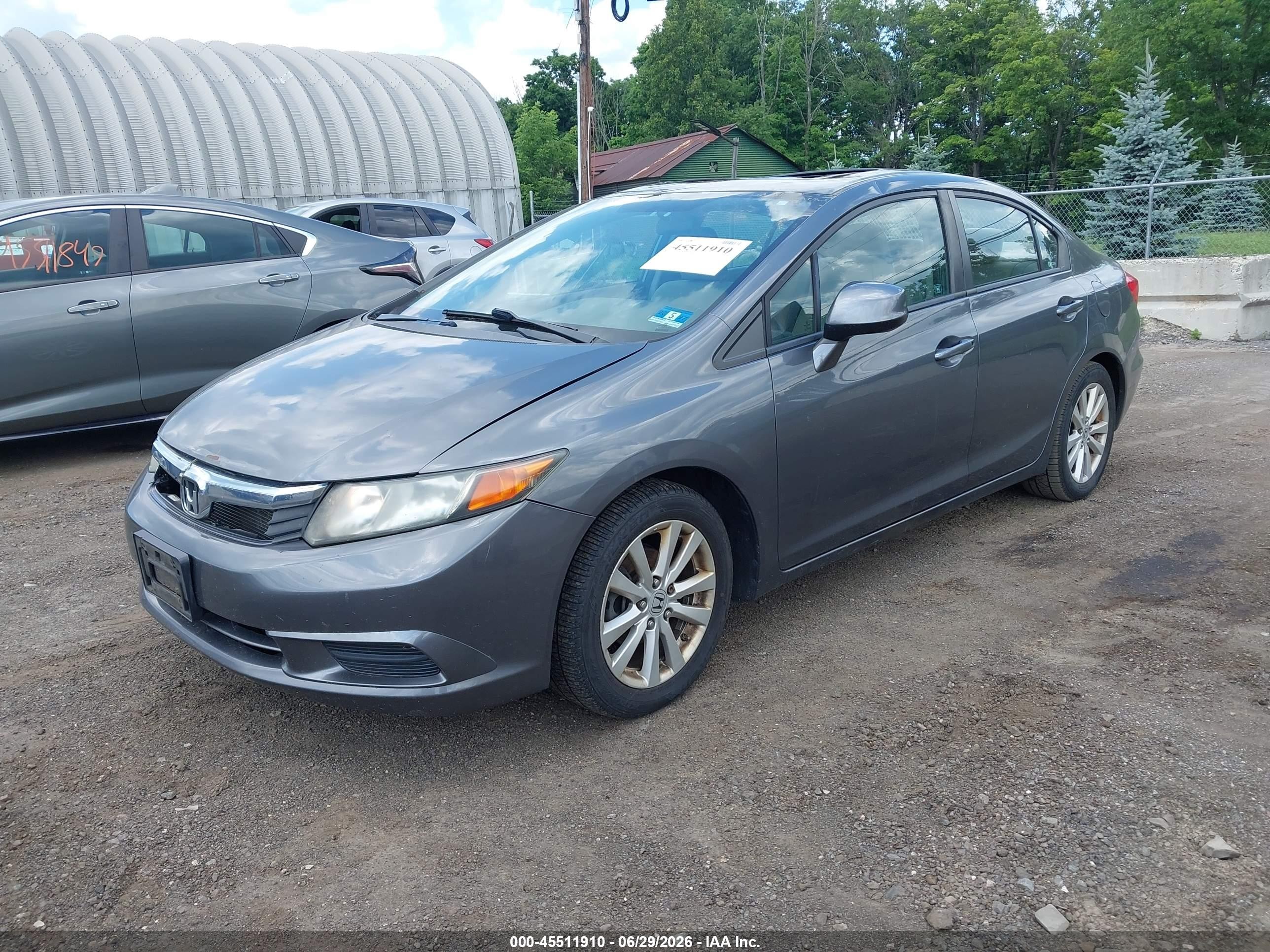 2012 Honda Civic Ex Серый vin: 19XFB2F82CE335494